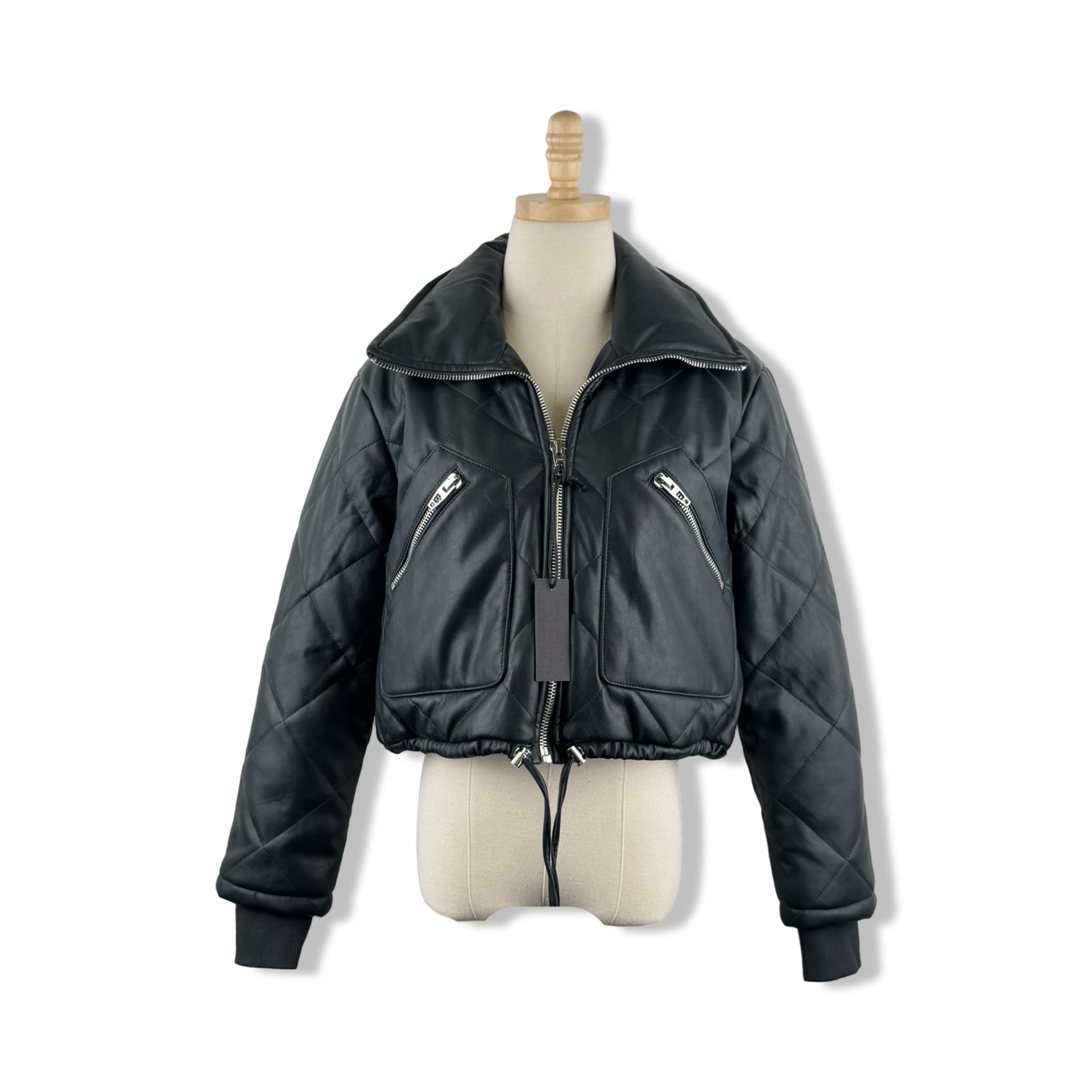 BLANKNYC Quilted Cropped Faux Leather Jacket