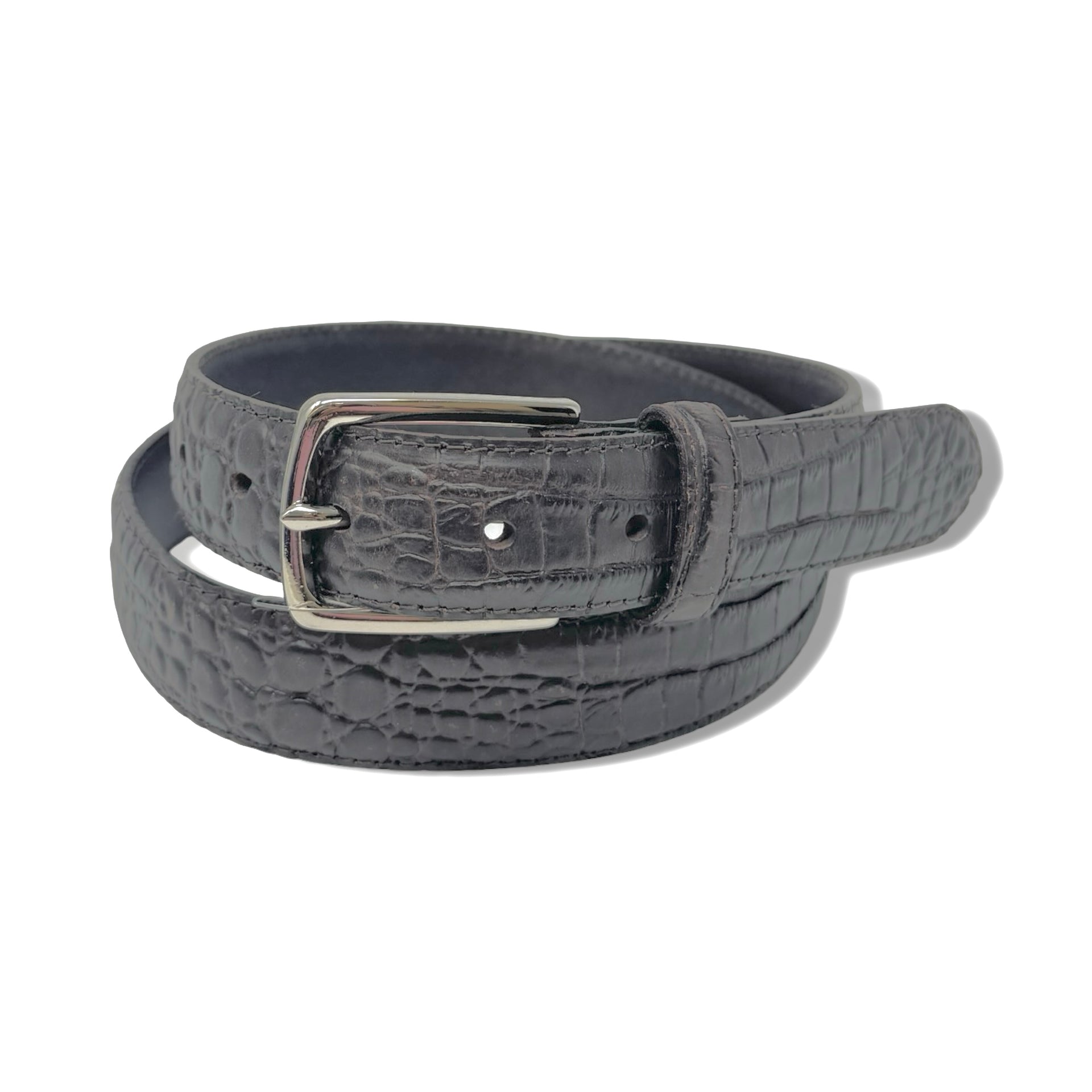 Croc Embossed Faux Leather Belt