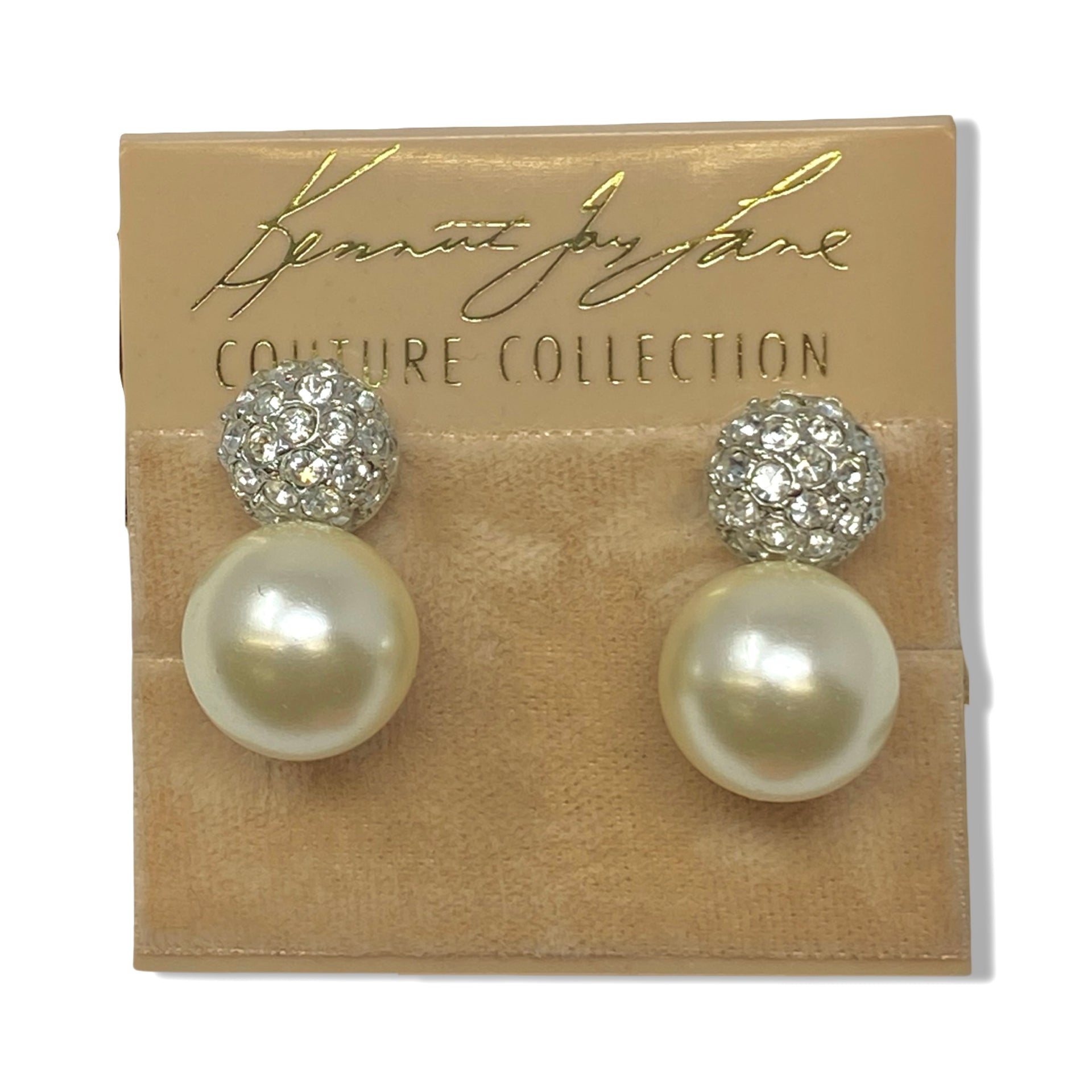 Kenneth Jay Lane Couture Faux Pearl Drop Clip On Earrings