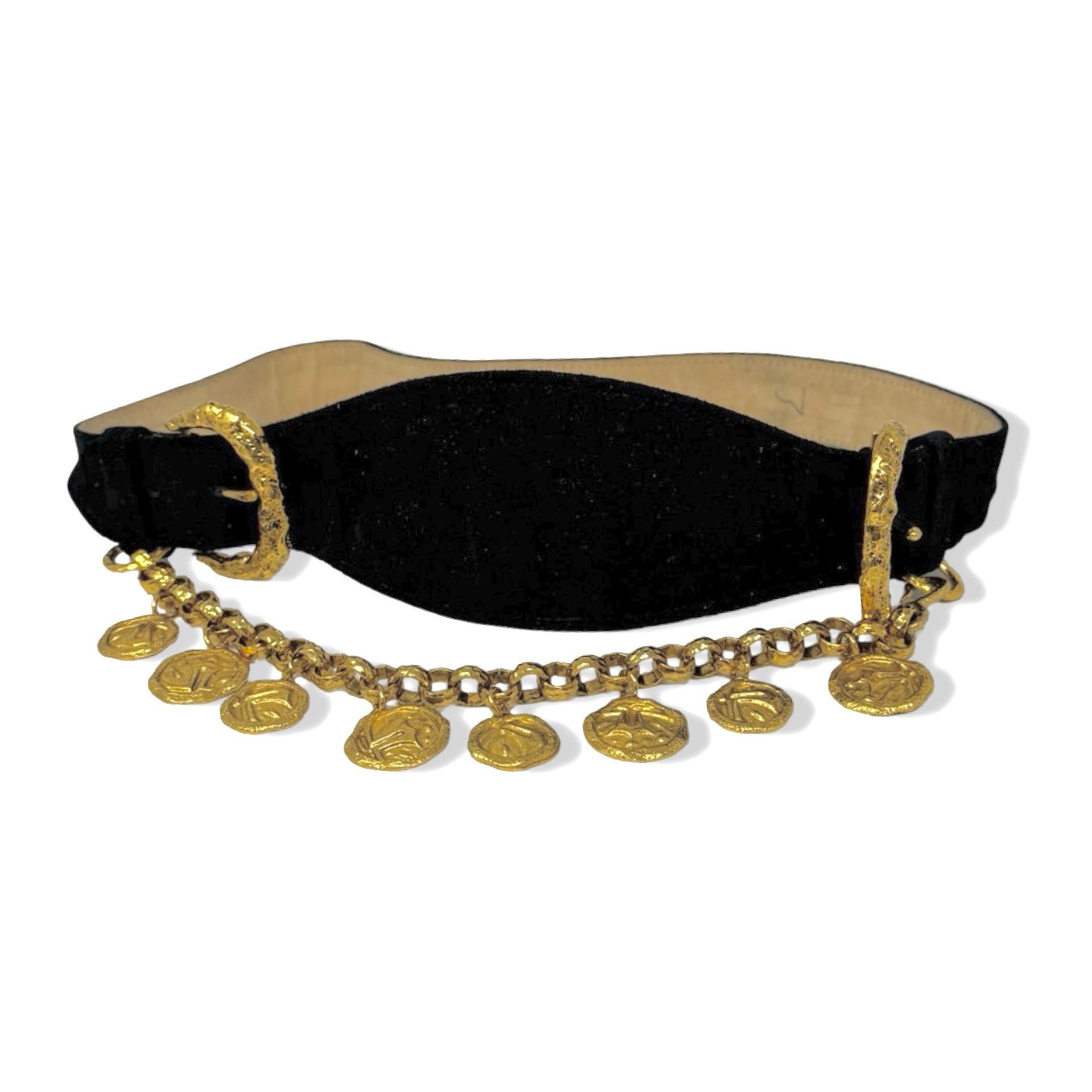 Vintage R.J. Graziano Velvet Double Buckle Link Chain Belt