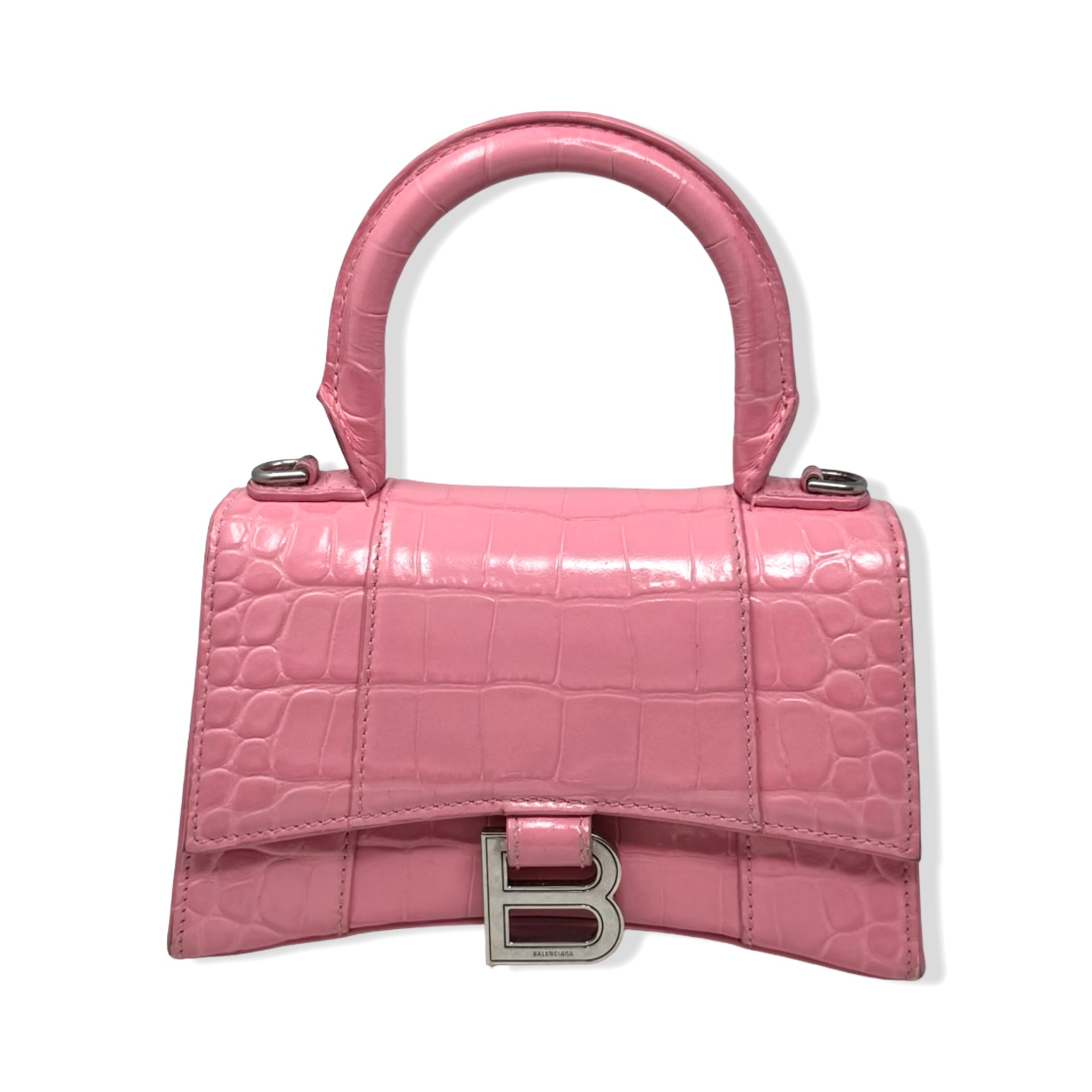 Balenciaga Croc Embossed Hourglass XS Handbag