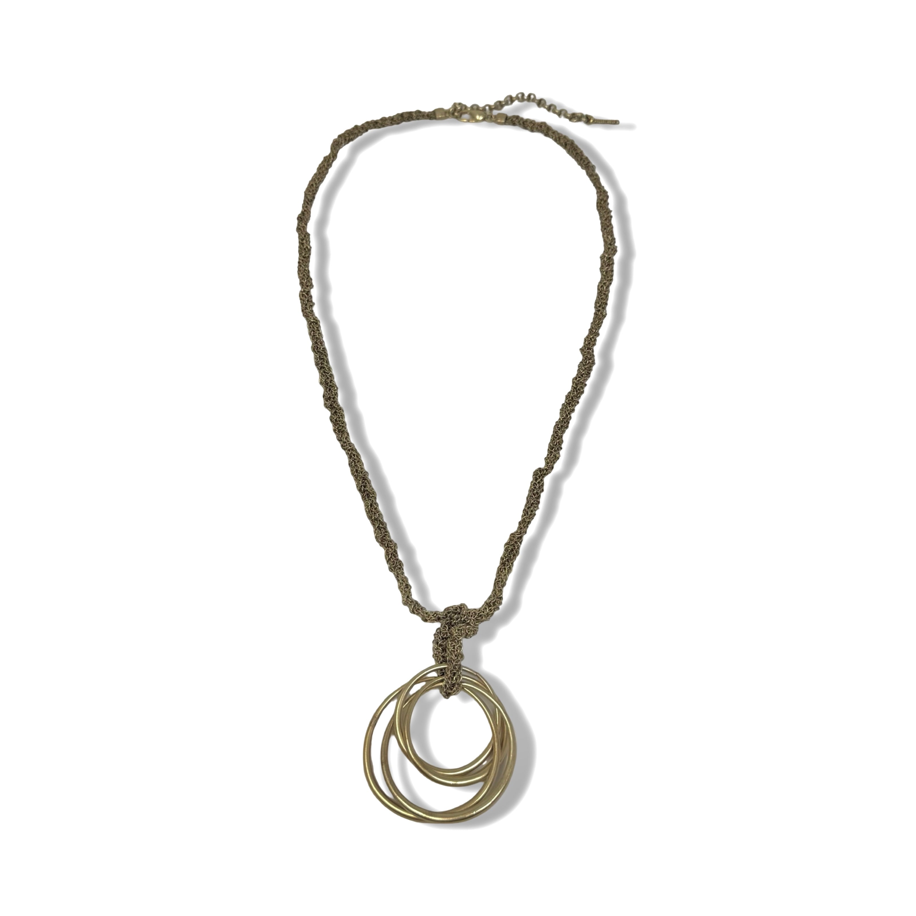 Necklace with circular pendant on a white background