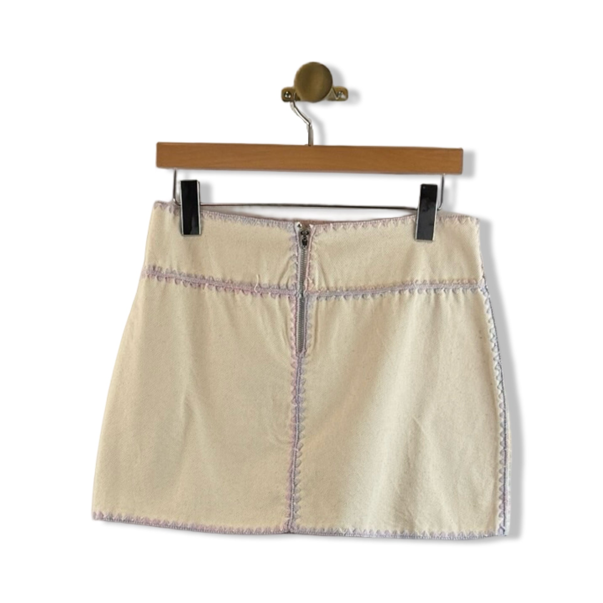 BLANKNYC Ecru High Rise Blanket Stitch Skirt