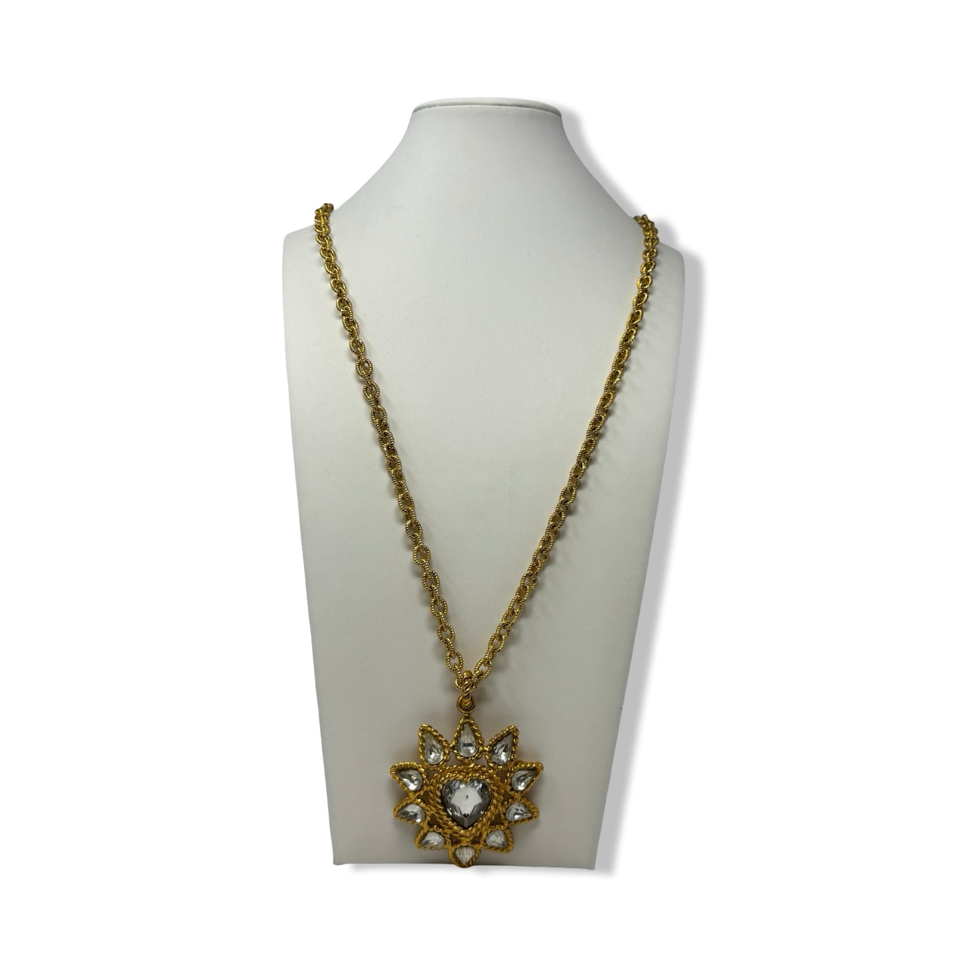 Vintage R.J. Graziano Long Heart Medalion Necklace