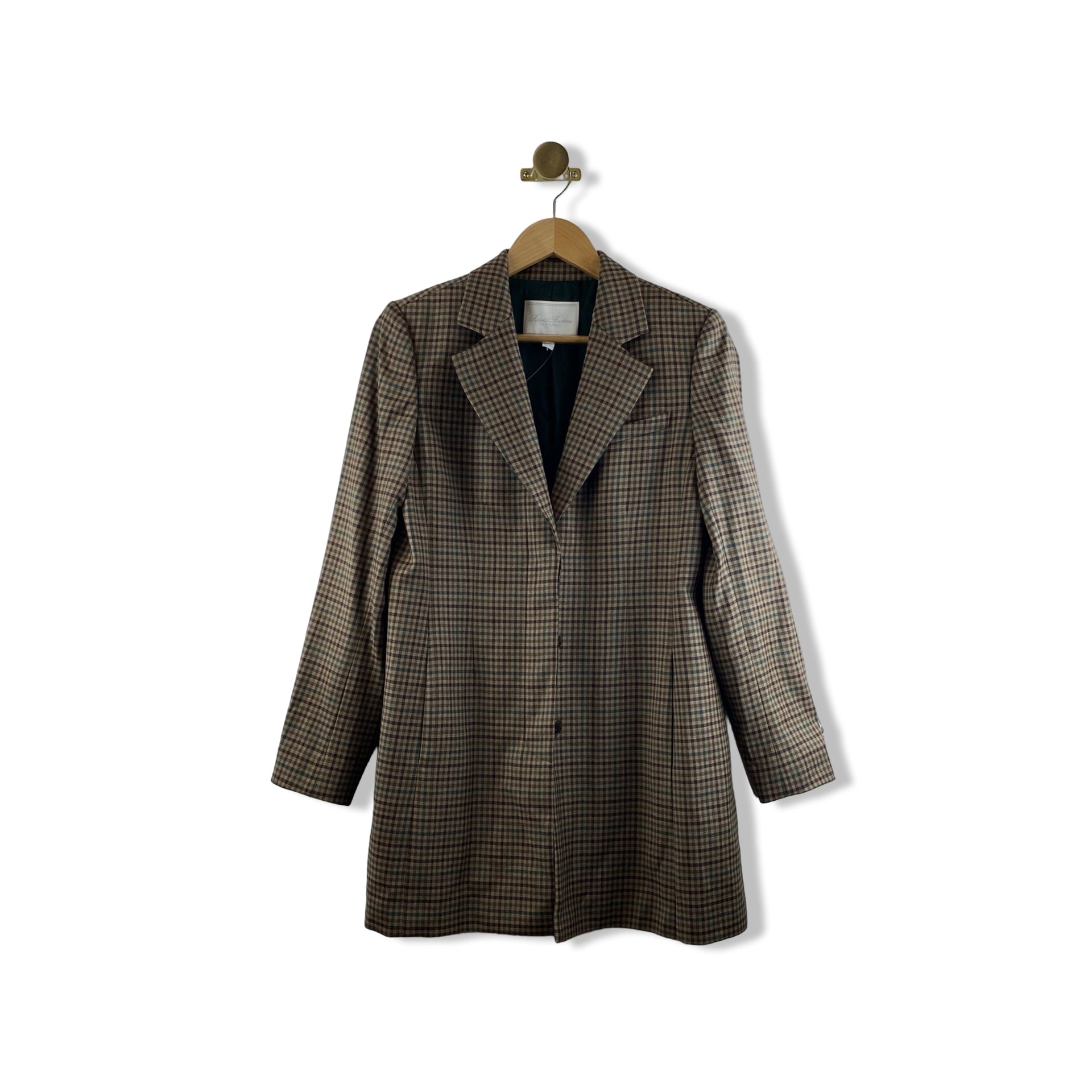 Brooks Brothers Plaid Long Blazer Jacket