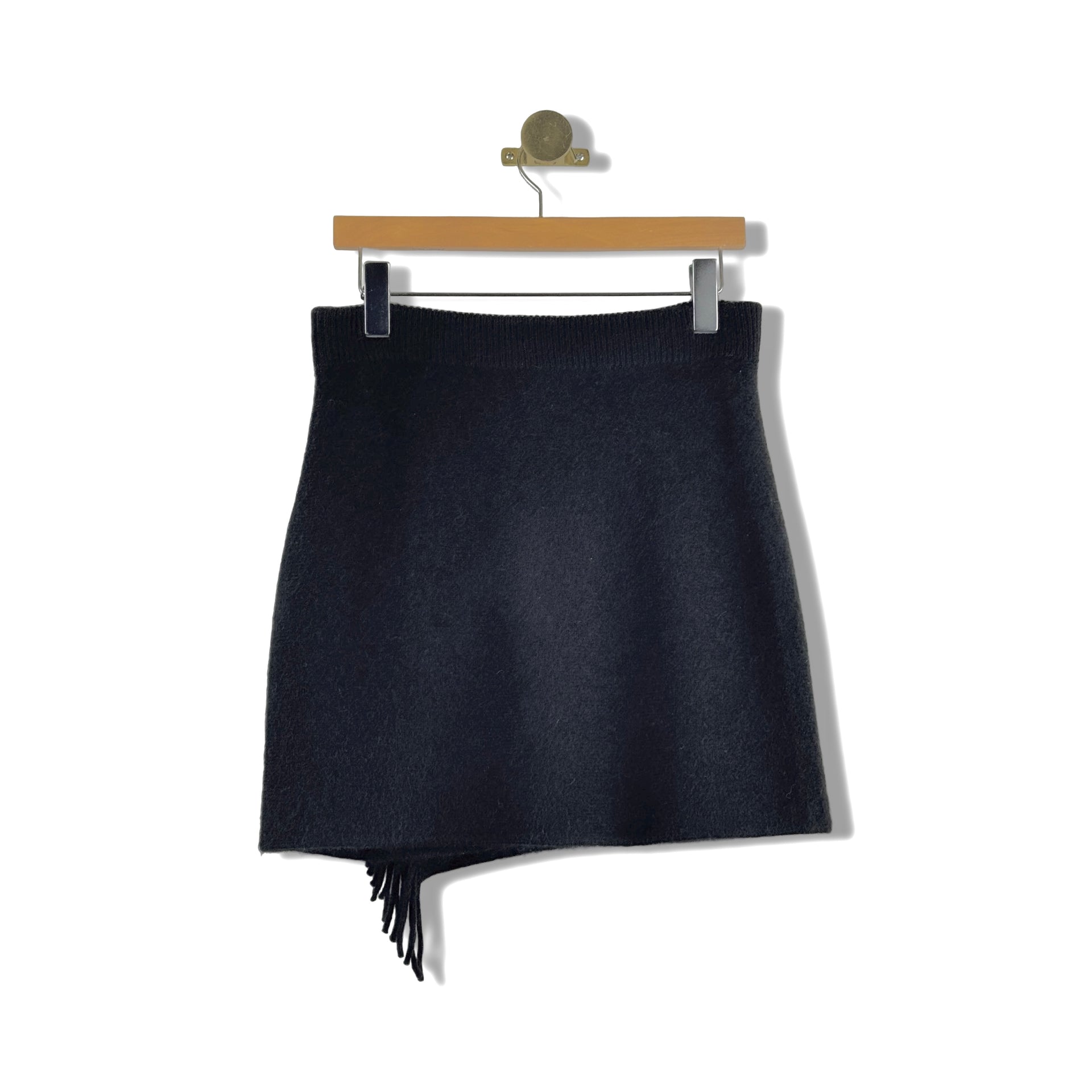 White + Warren Brushed Cashmere Fringe Mini Skirt