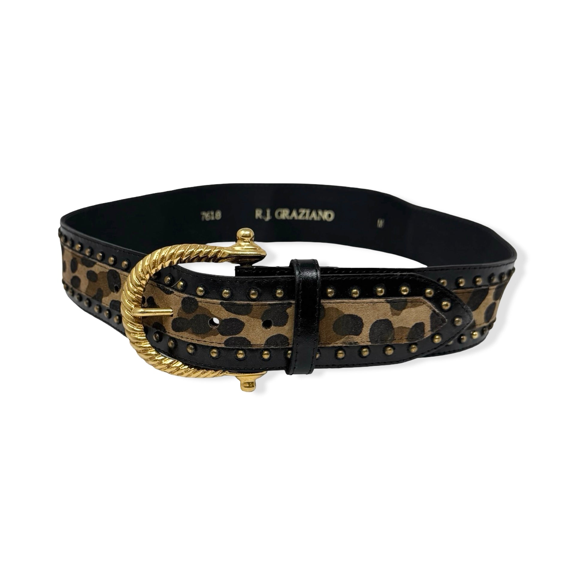 Vintage R.J. Graziano Leopard Print Studded Belt