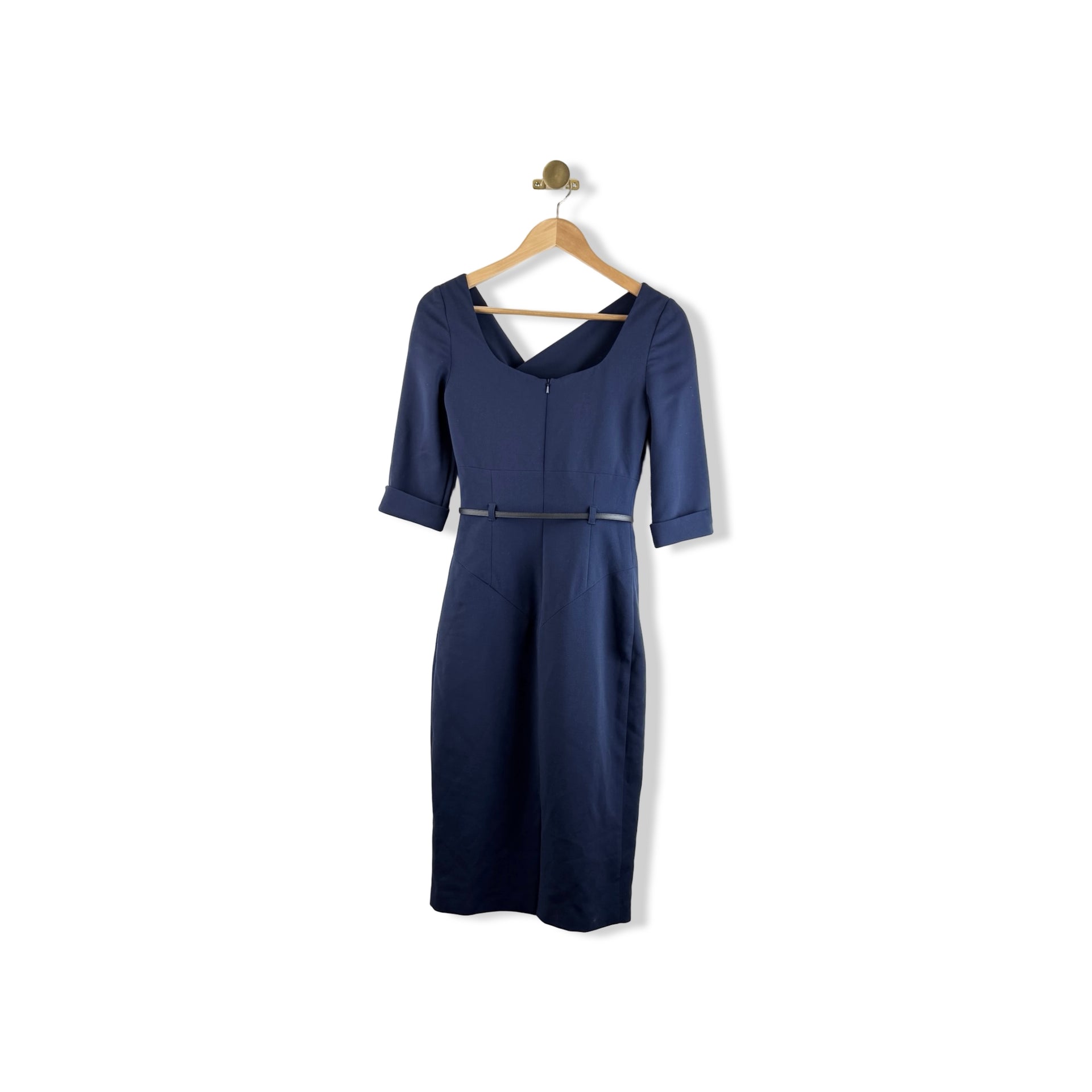 Black Halo Half Sleeve Belted Dress