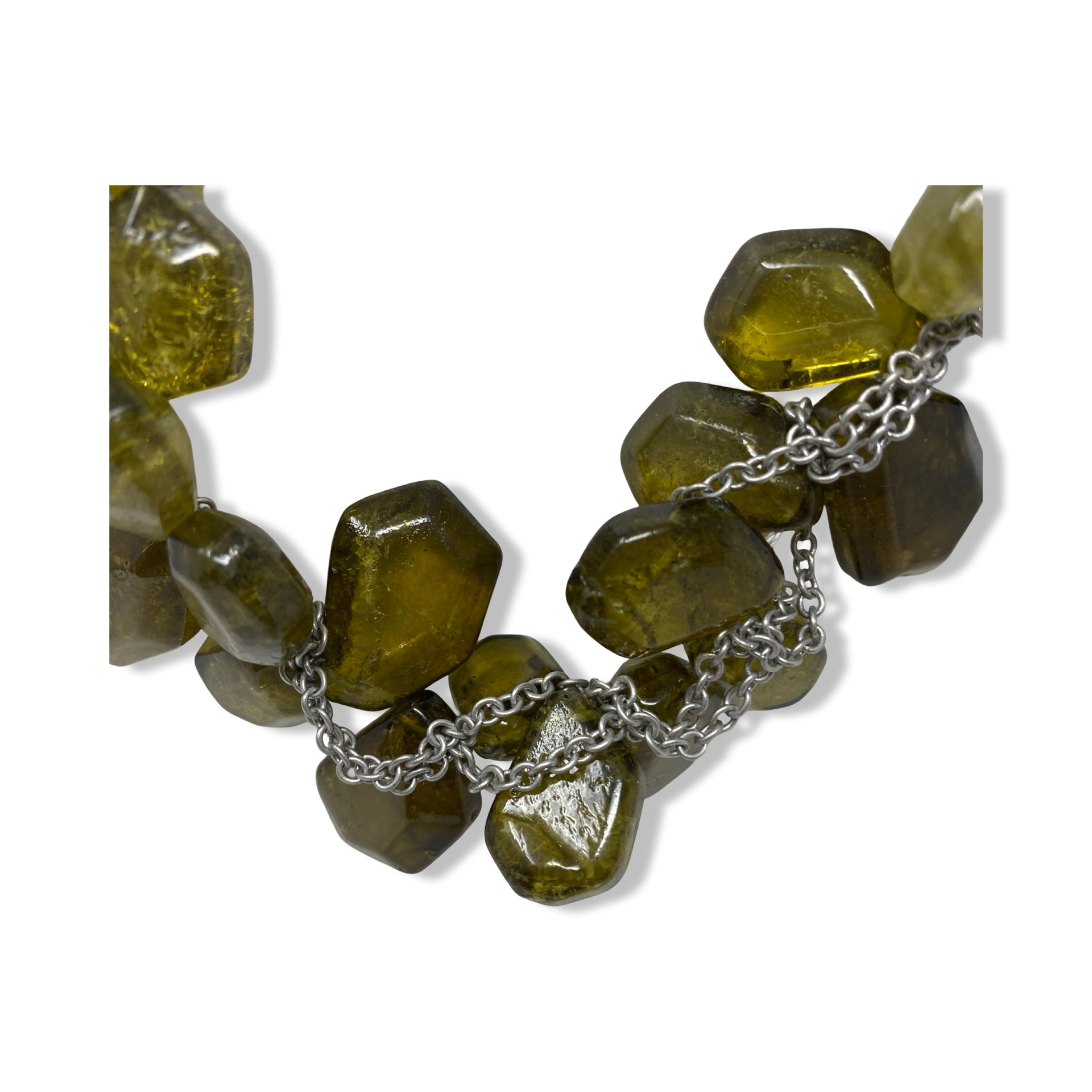 Ann Taylor LOFT Glass Bead Ribbon Necklace