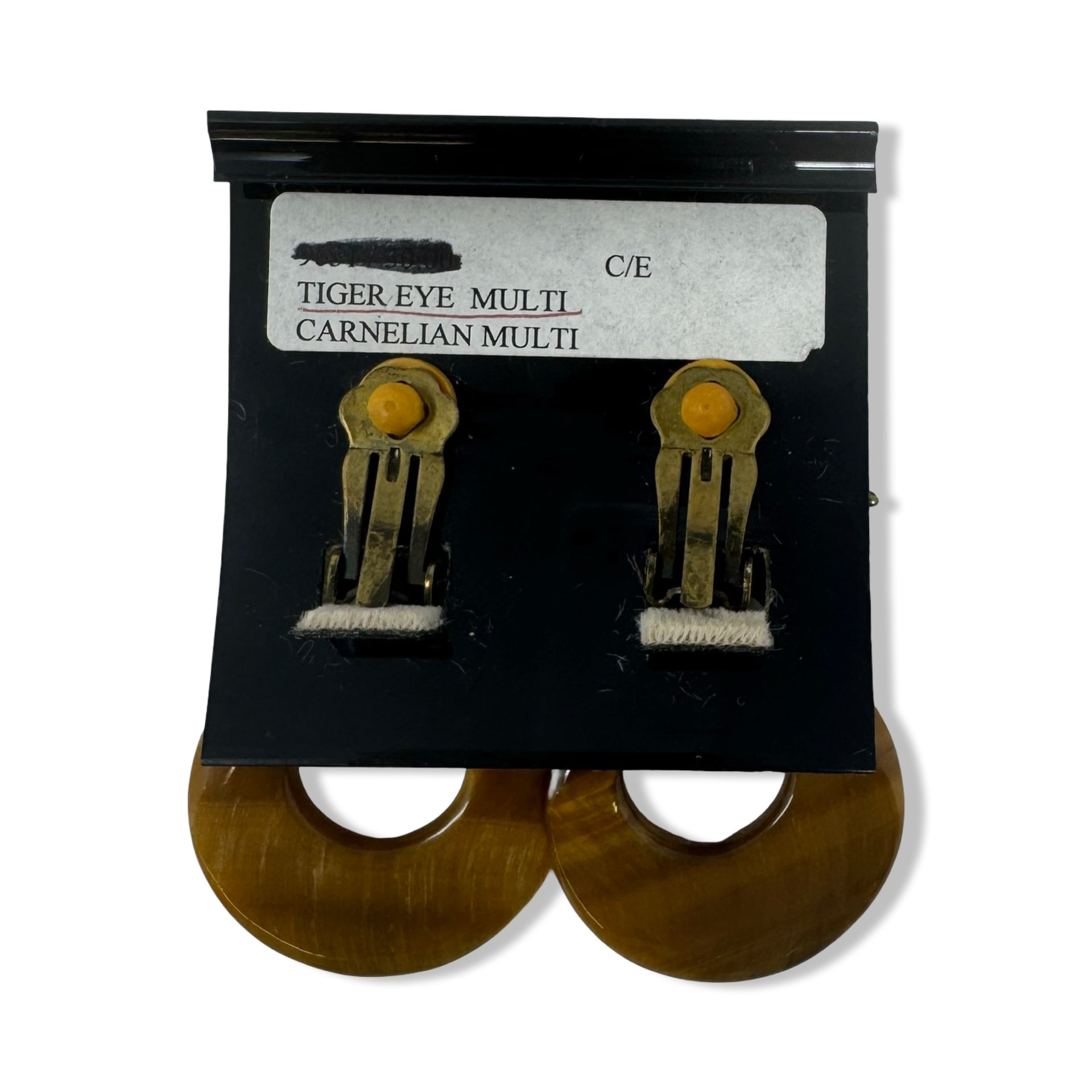 Vintage R.J. Graziano Startburst and Tigers Eye Dangle Clip On Earrings