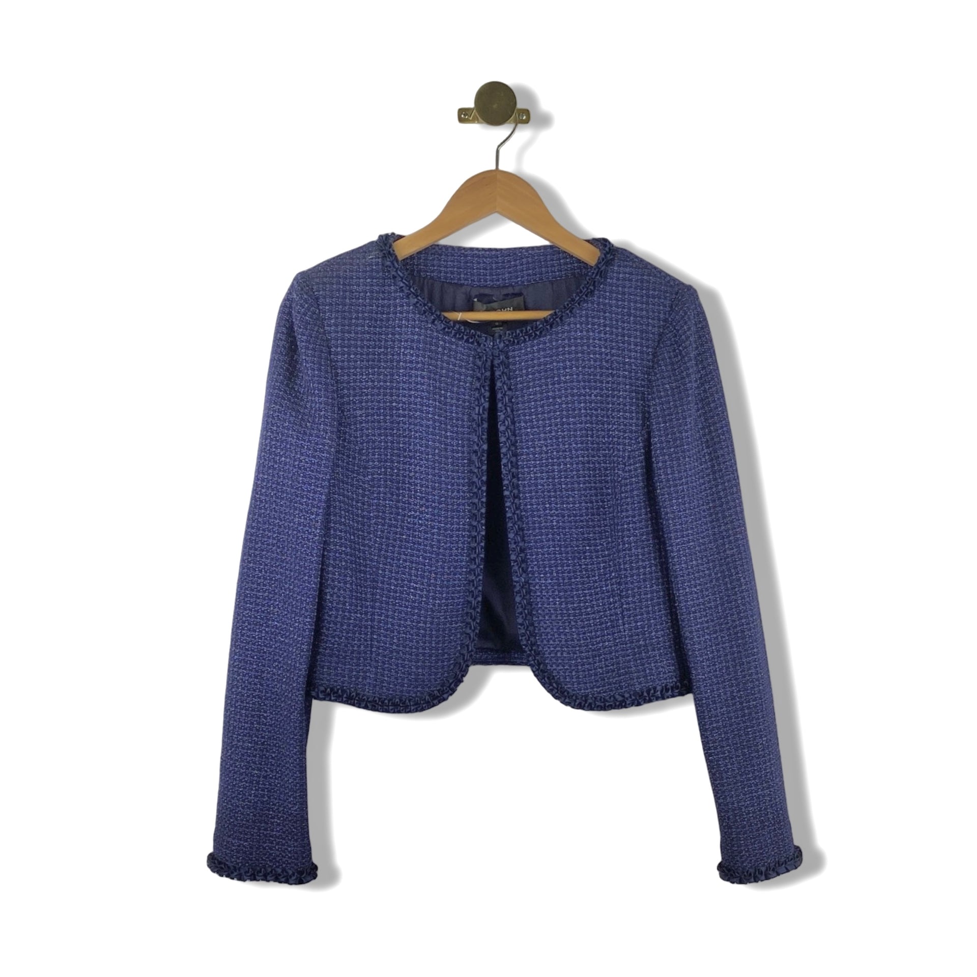 St. John Metallic Tweed Open Front Jacket