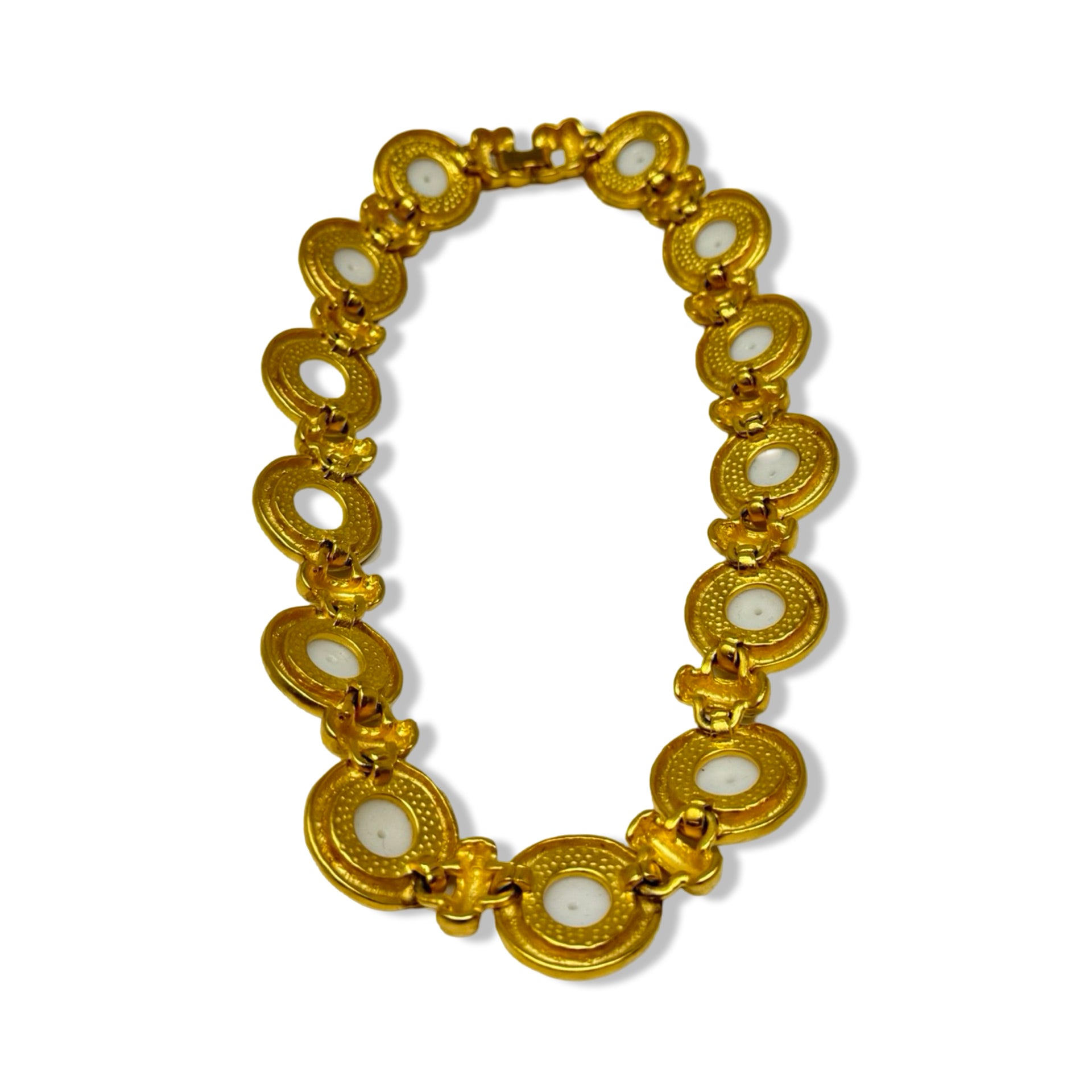 AFJ Signed Gold Tone Pearl Necklace