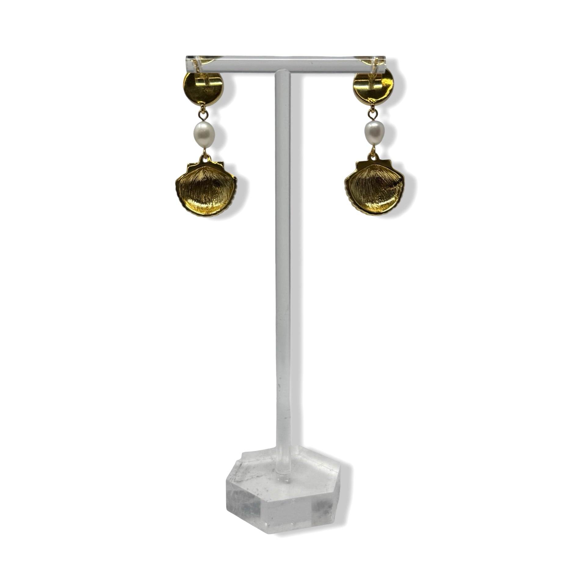 Faux Pearl Seashell Drop Earrings