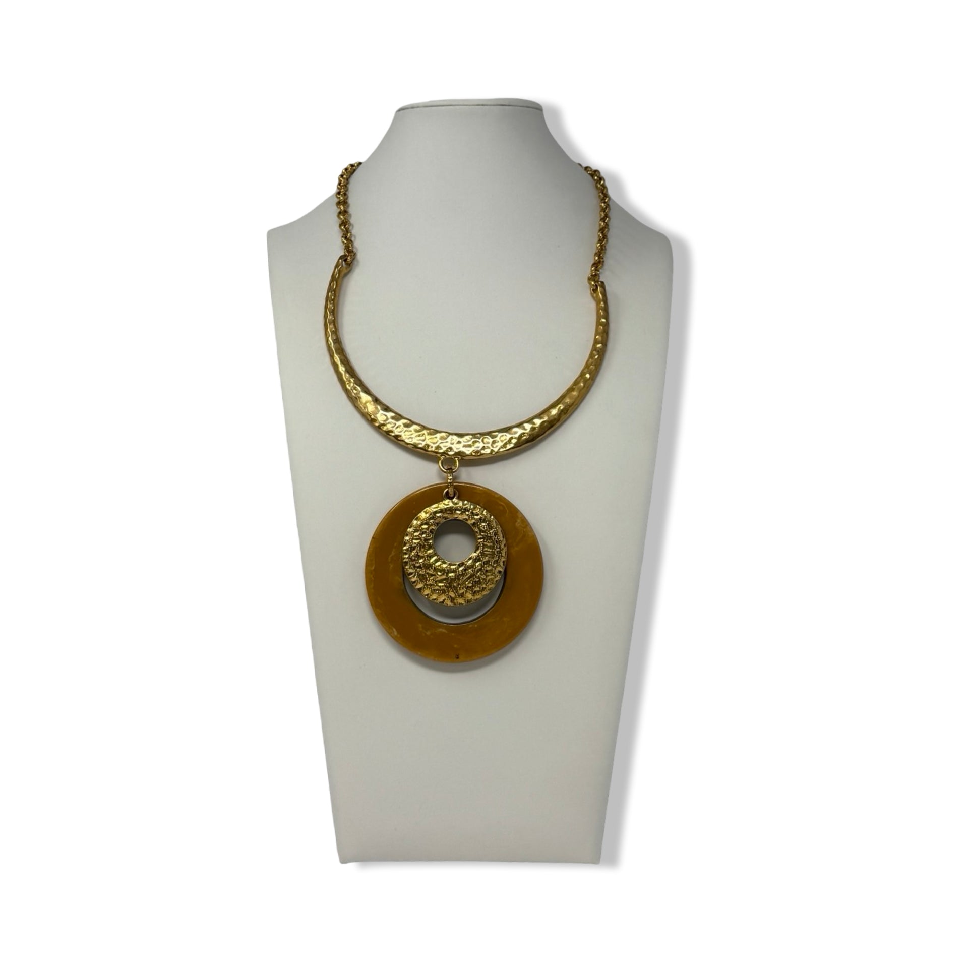 R.J. Graziano Hammered Metal Circle Pendant Necklace