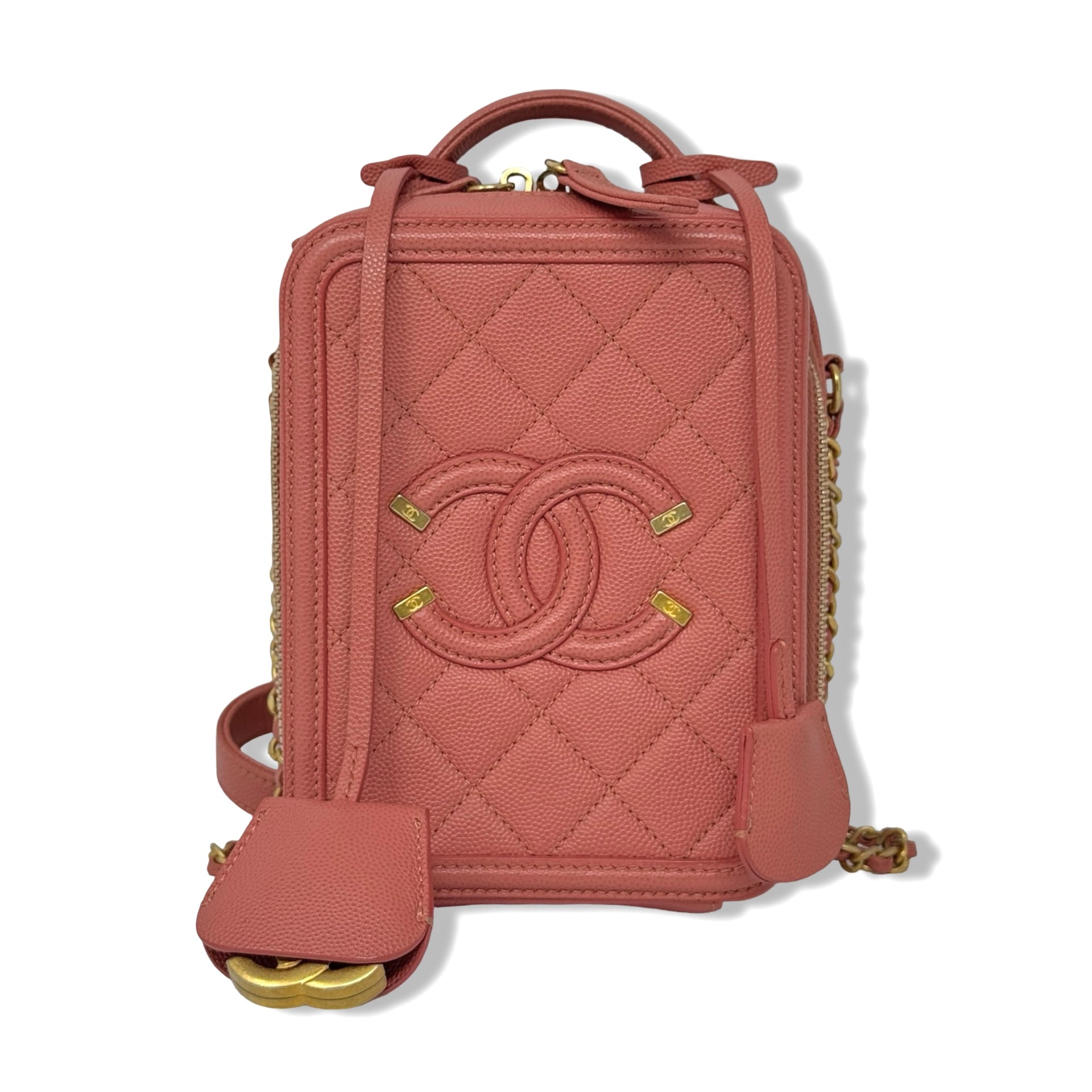 Chanel Caviar Quilted Filigree North South Vanity Case