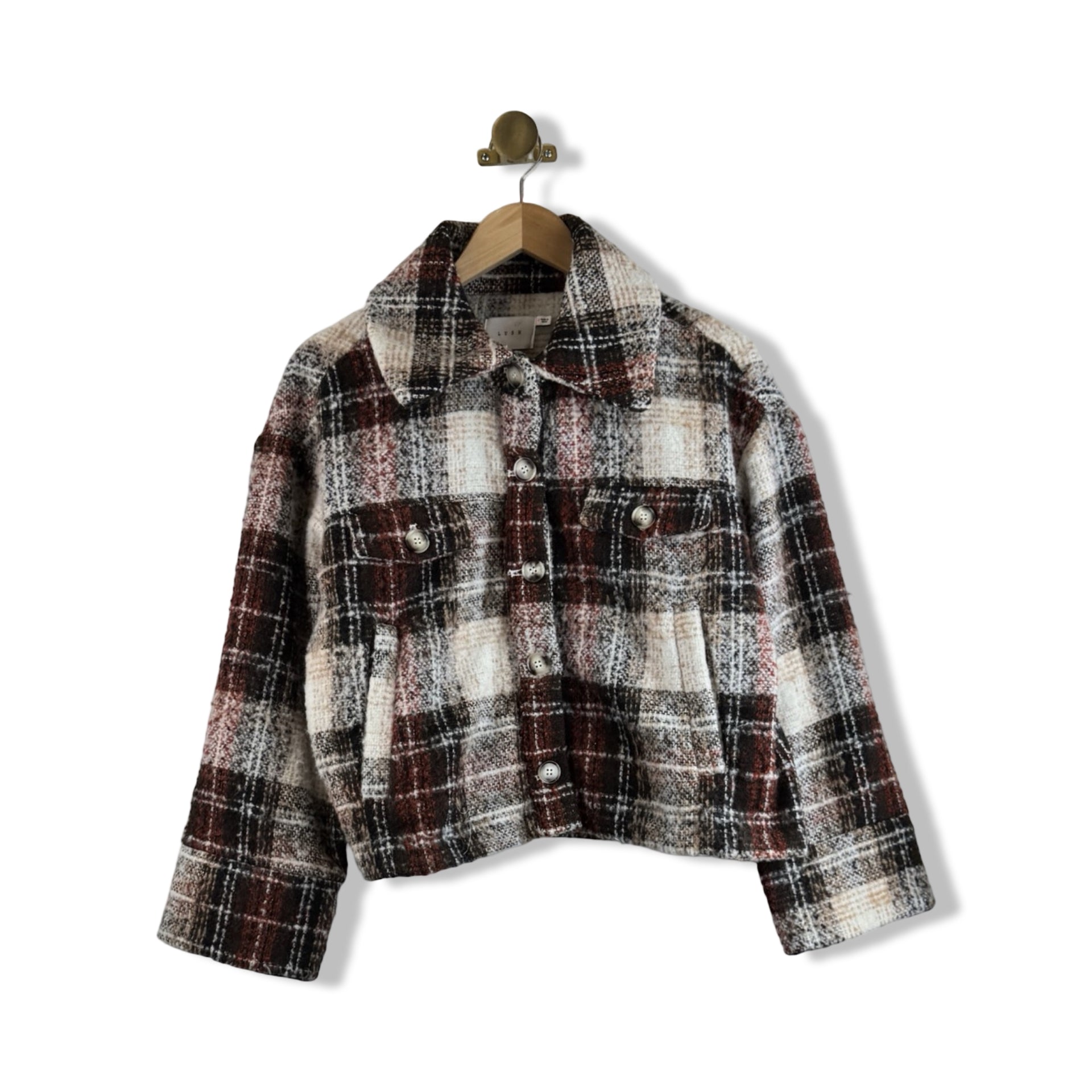 Lush Cropped Plaid Jacket