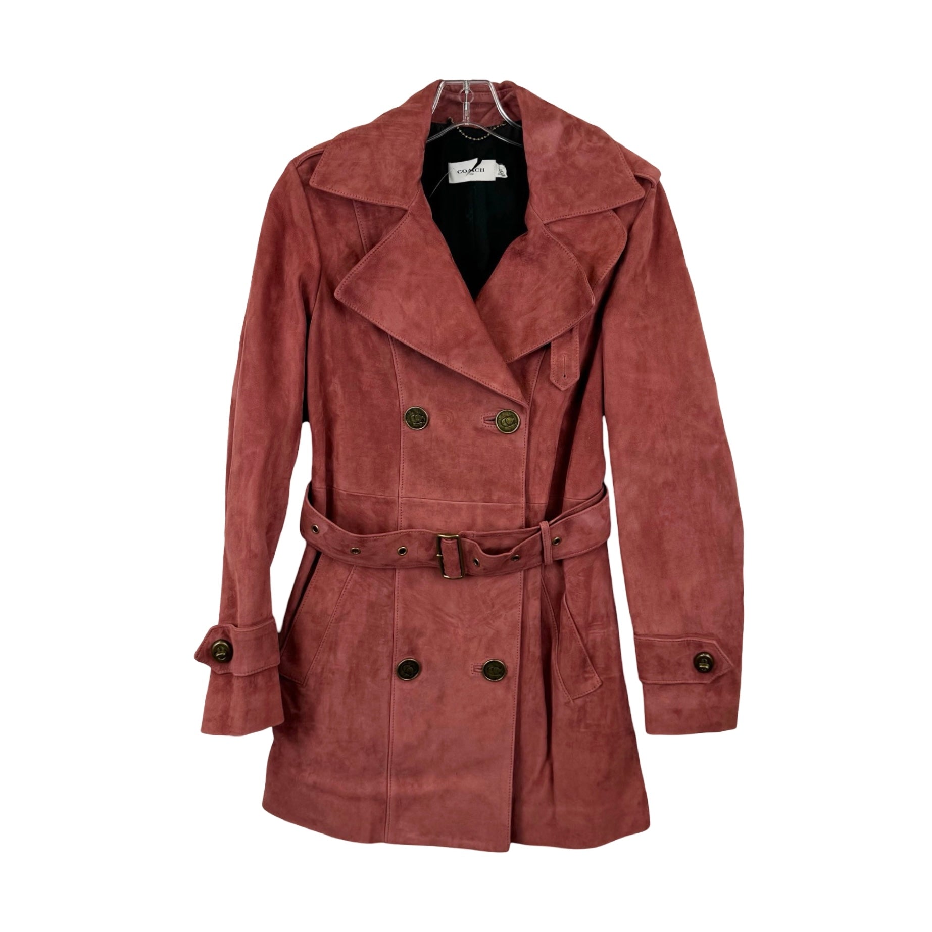 Coach Pink Suede Trench Jacket