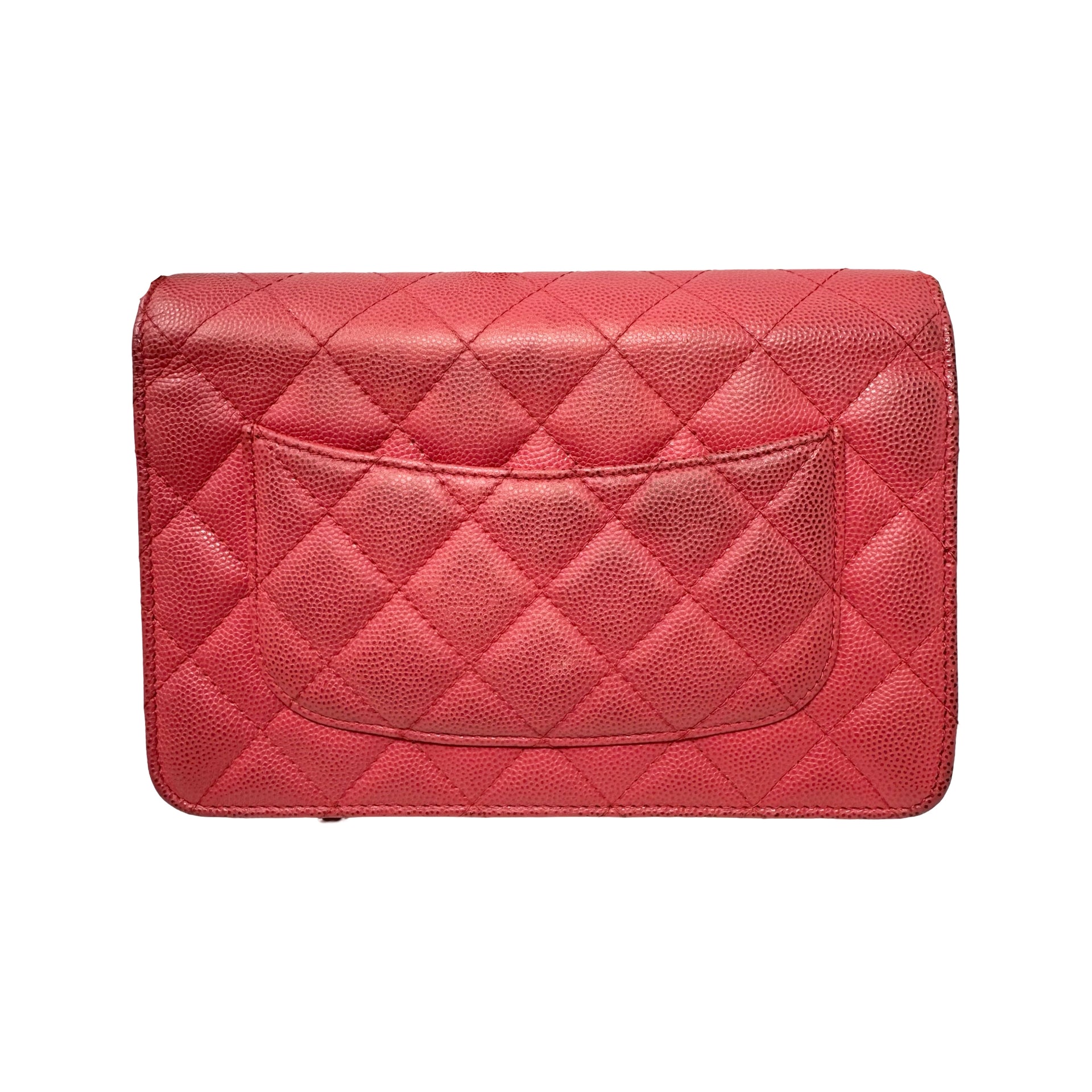 Chanel Pink Caviar Quilted Wallet on a Chain