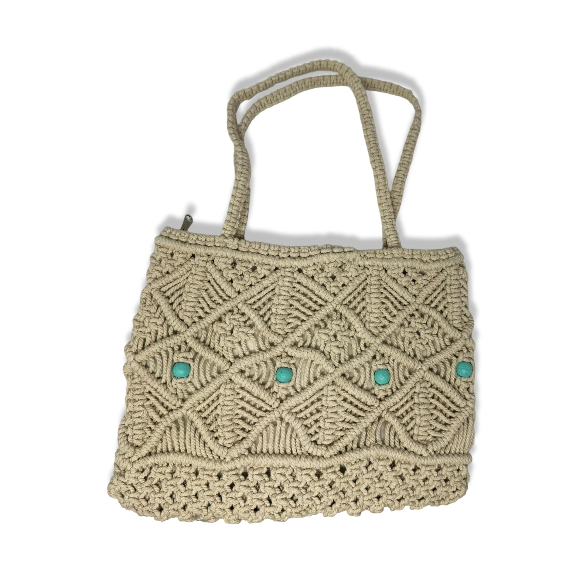 Blue Bead Crochet Tote Bag