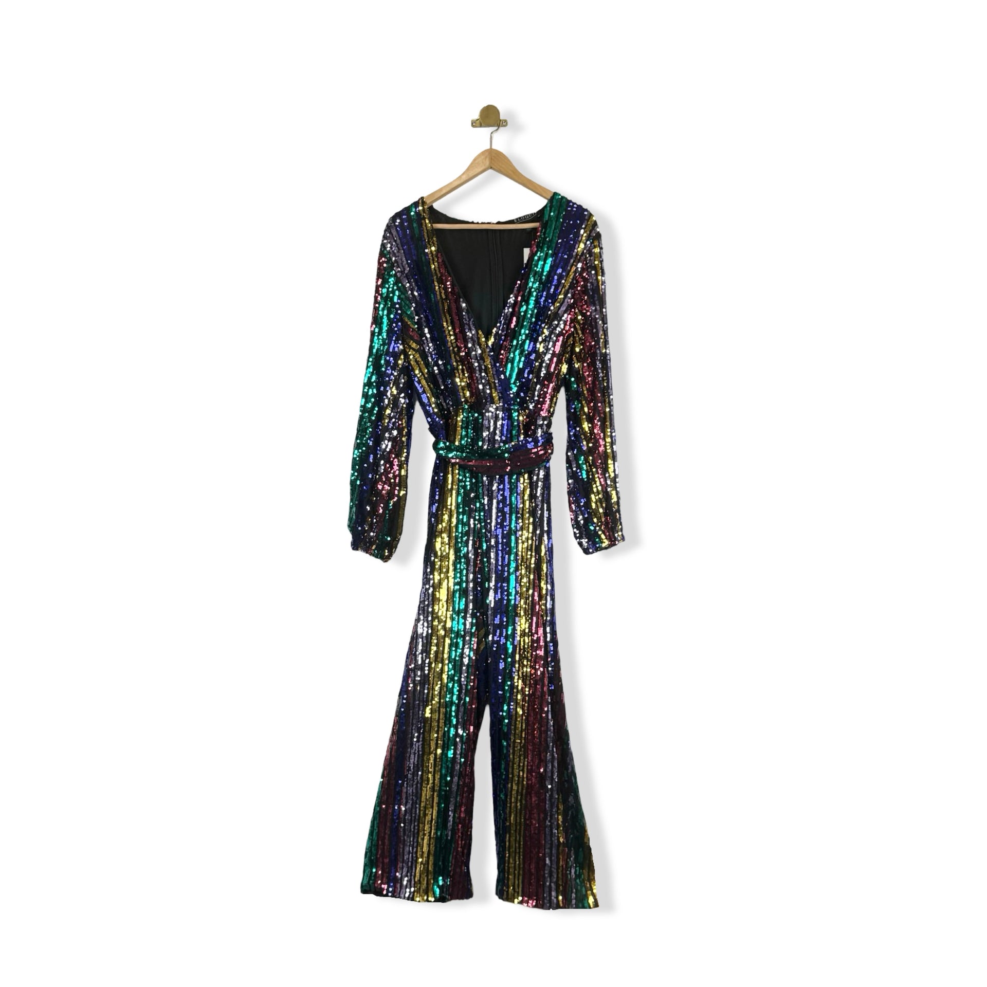 Eloquii Sequined Wrap Jumpsuit