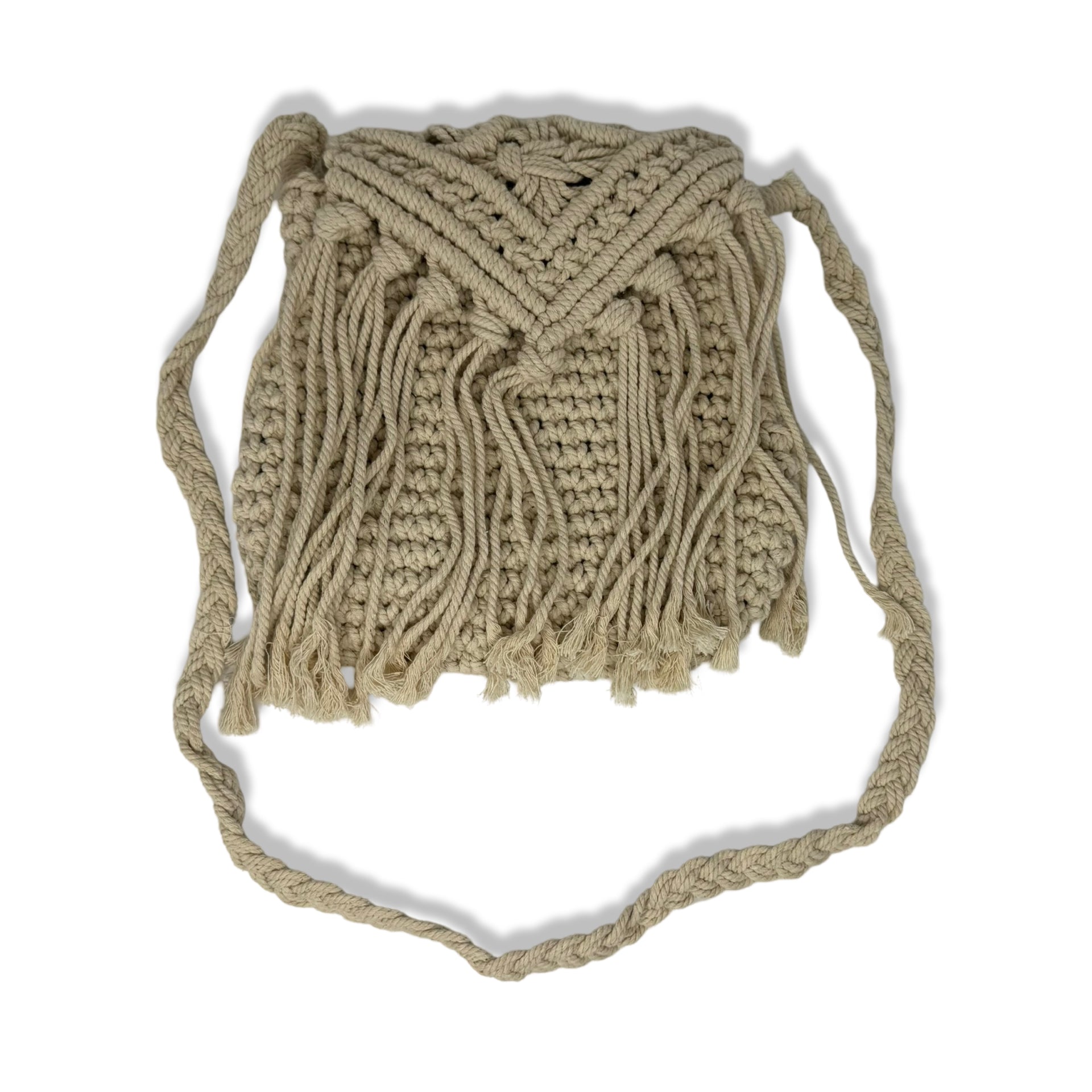 Crochet Knotted Flap Crossbody Bag