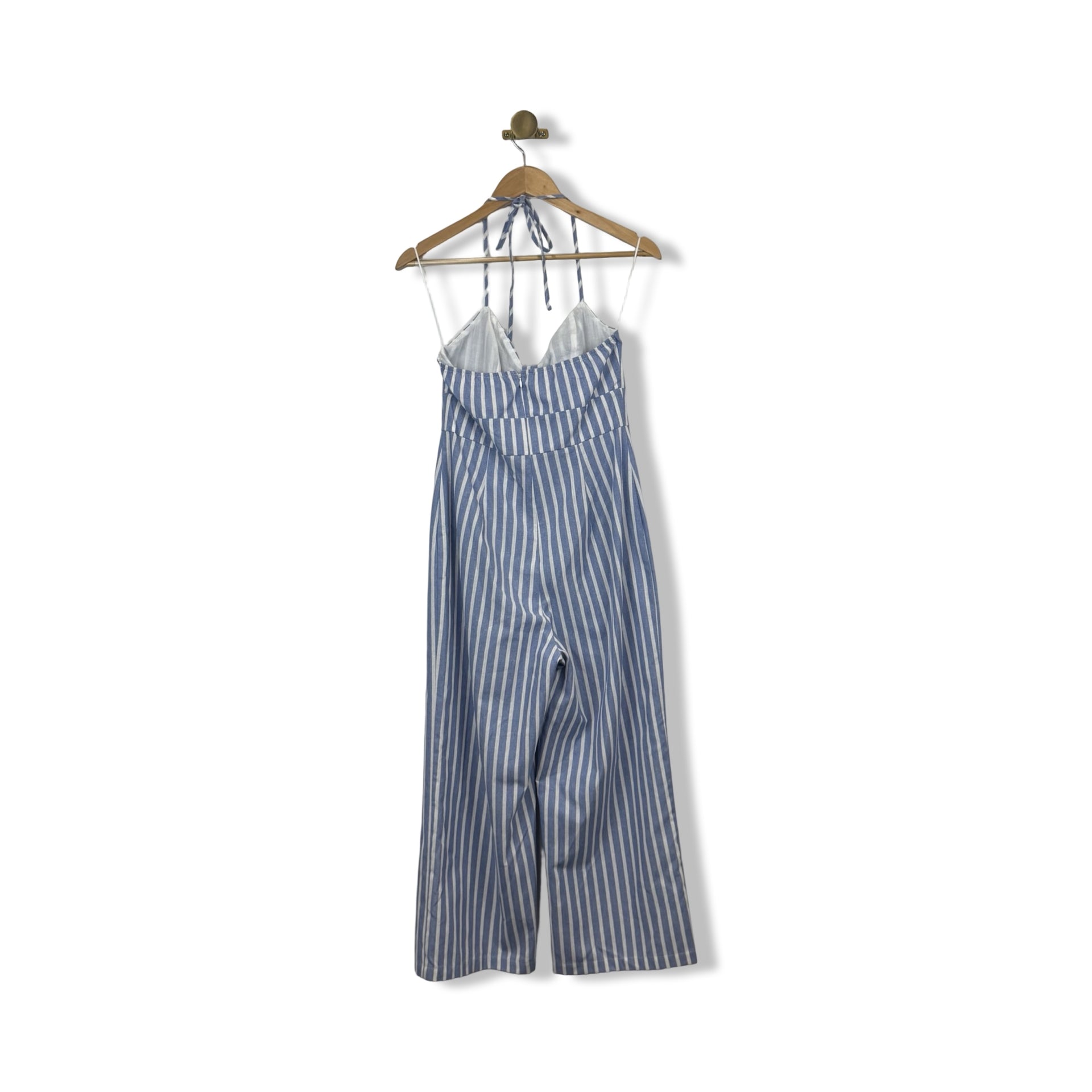 Aqua Halterneck Striped Jumpsuir