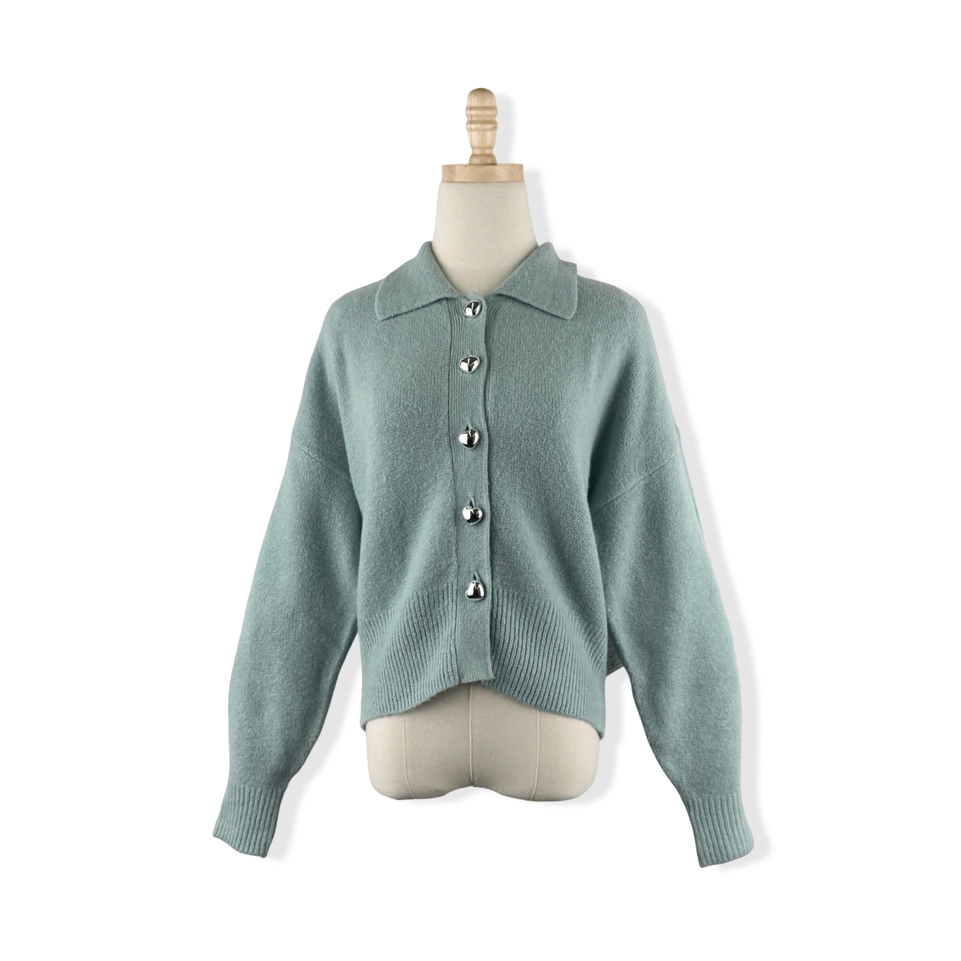 a . new day Heart Button Cardigan