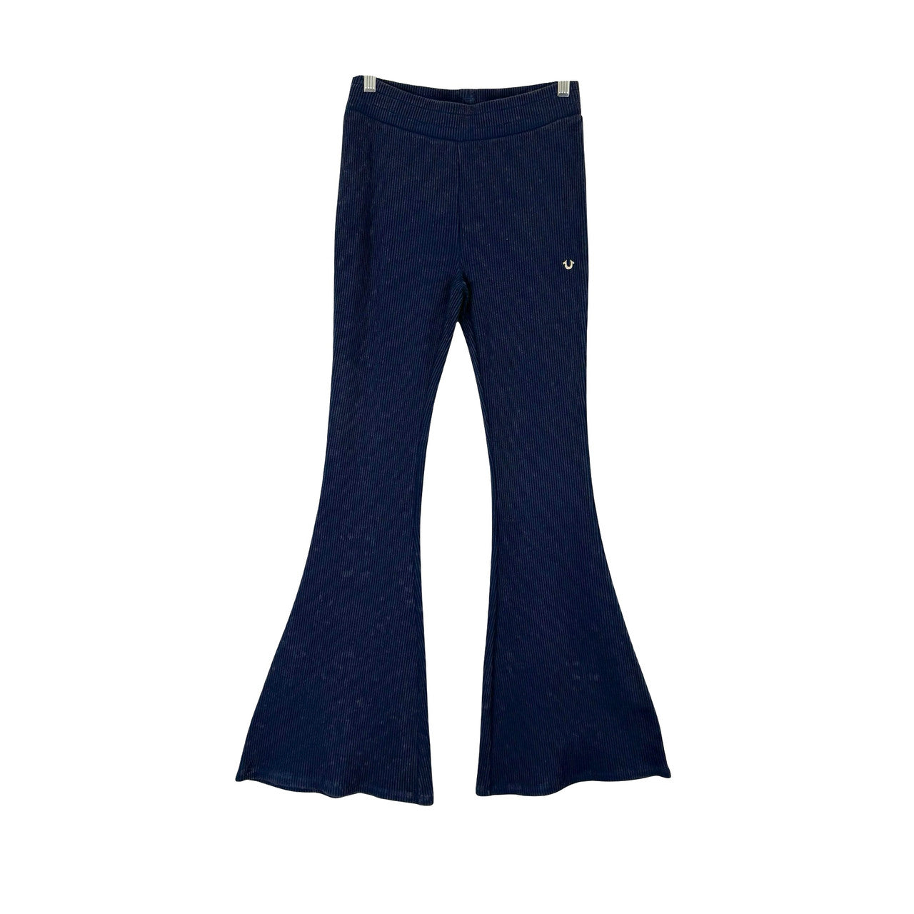 True Religion Ribbed Flare Pants-Blue Front