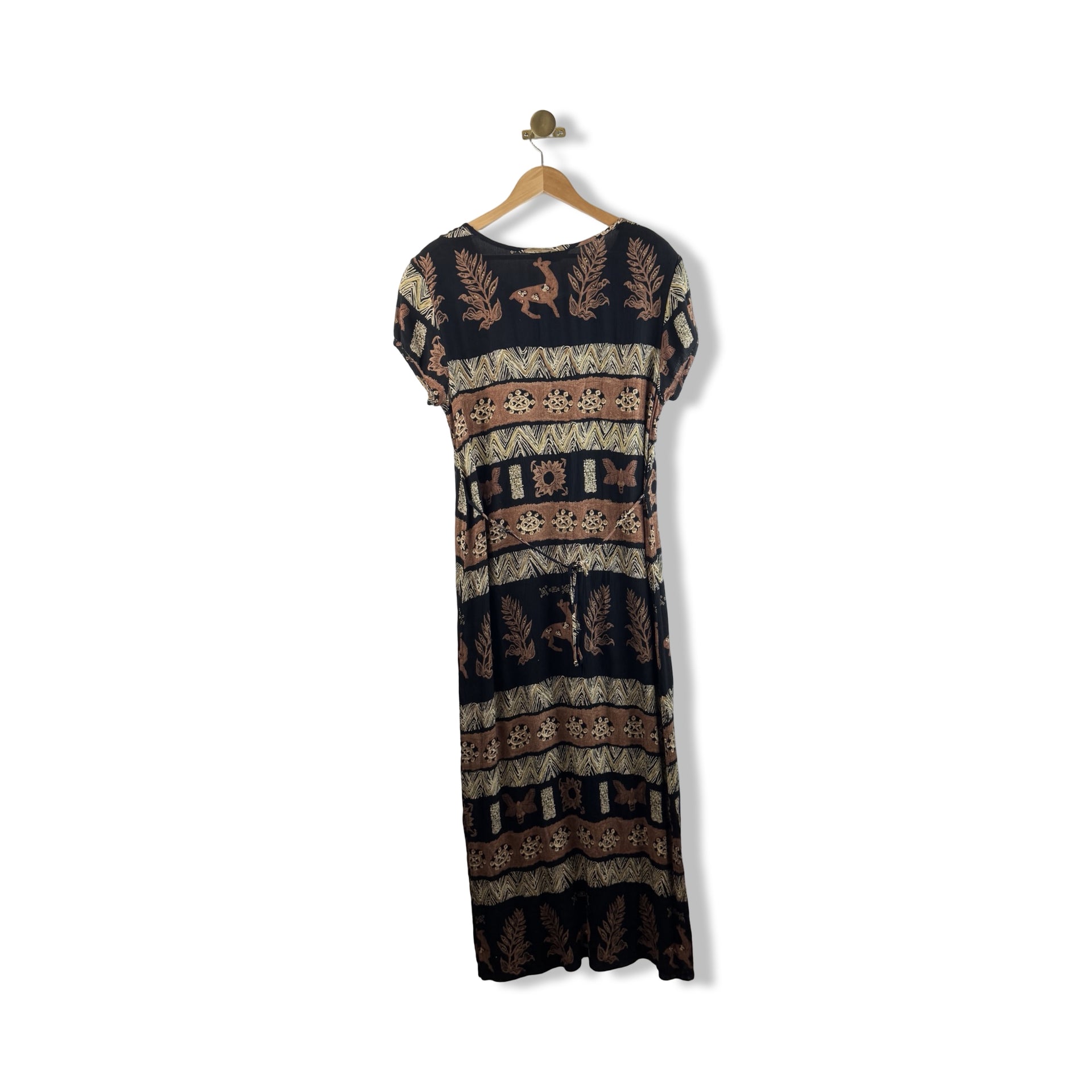 Vintage Nina Piccalino Short Sleeve Pattern Maxi Dress