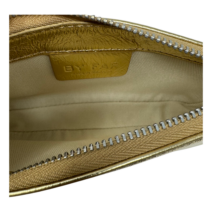 By Far Mini Rachel Parchment Metallic Leather Bag-Detail/Logo