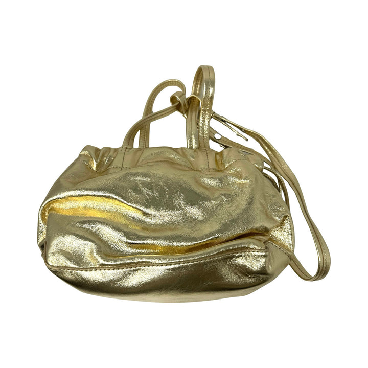 By Far Malmo Parchment Metallic Leather Bucket Bag-Back