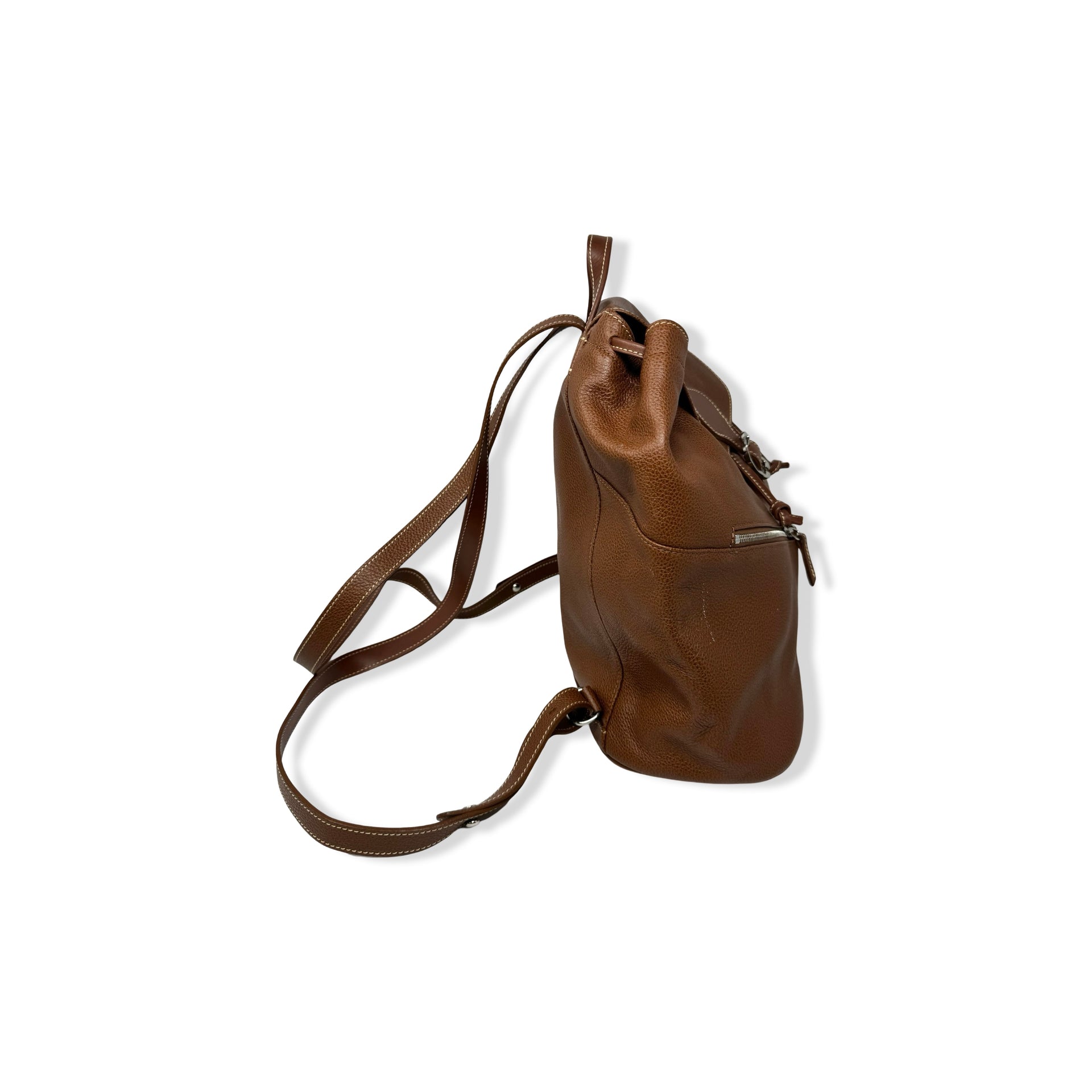 Longchamp Leather Drawstring Backpack