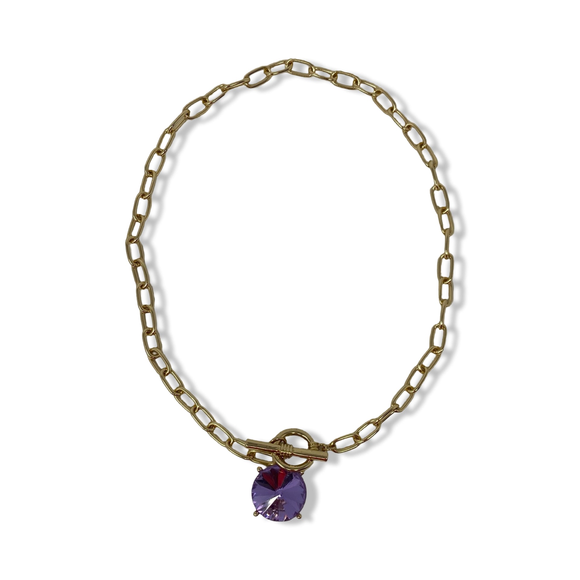 Chain Link Toggle Gem Necklace