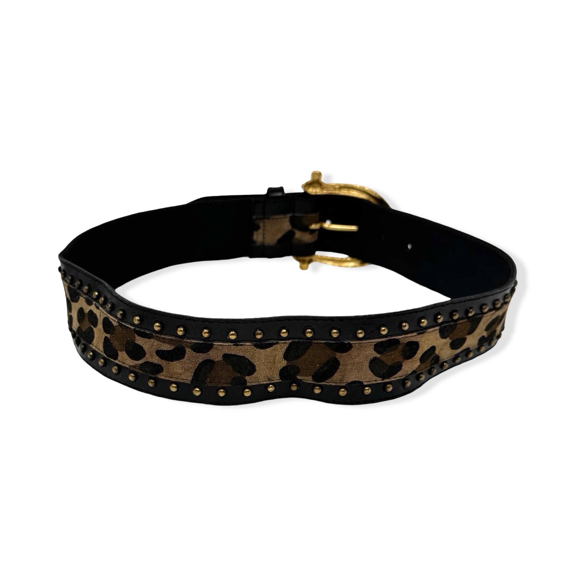 Vintage R.J. Graziano Leopard Print Studded Belt