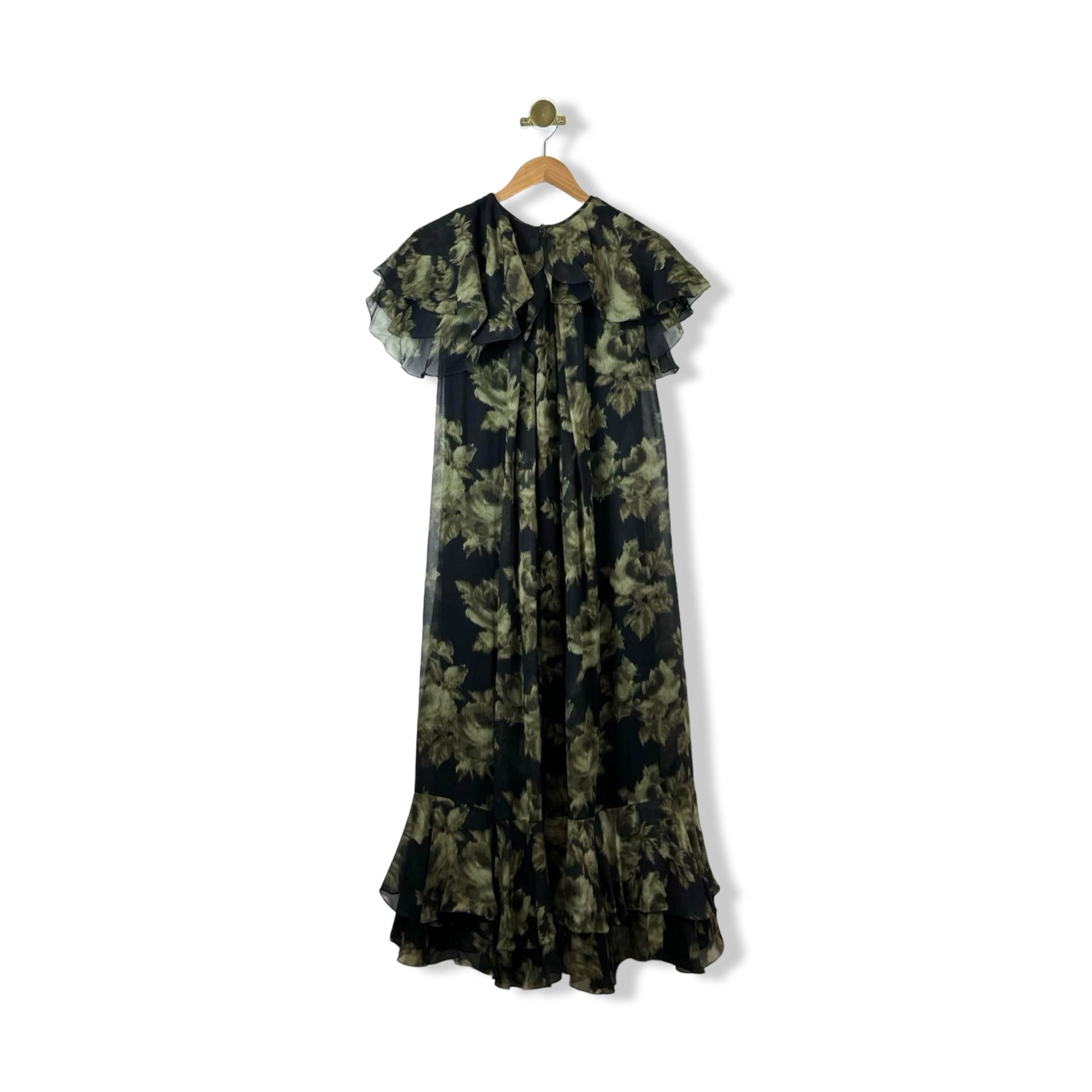 Michael Kors Collection Sheer Floral Ruffle Dress