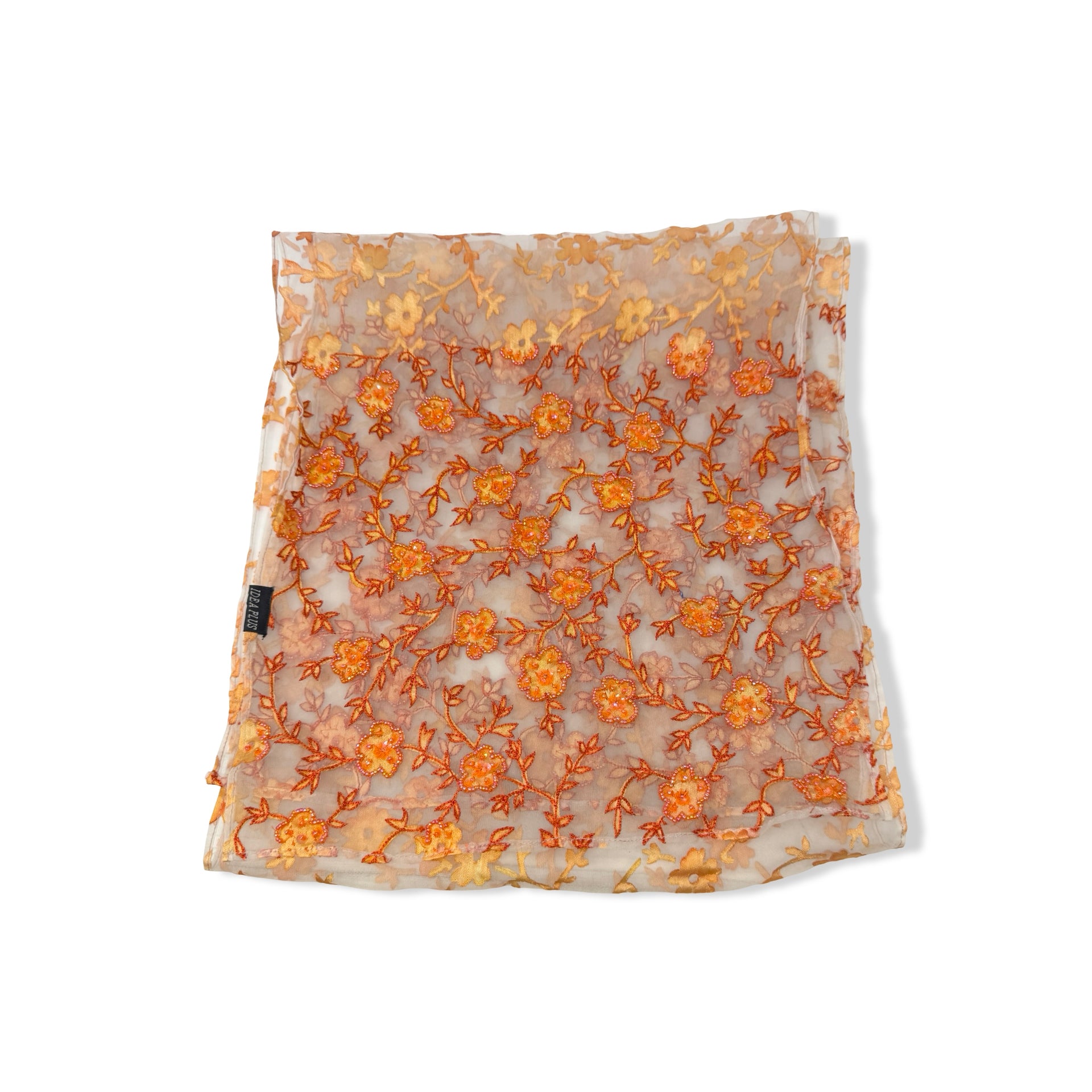 Idea Plus Sheer Floral Beaded Scarf