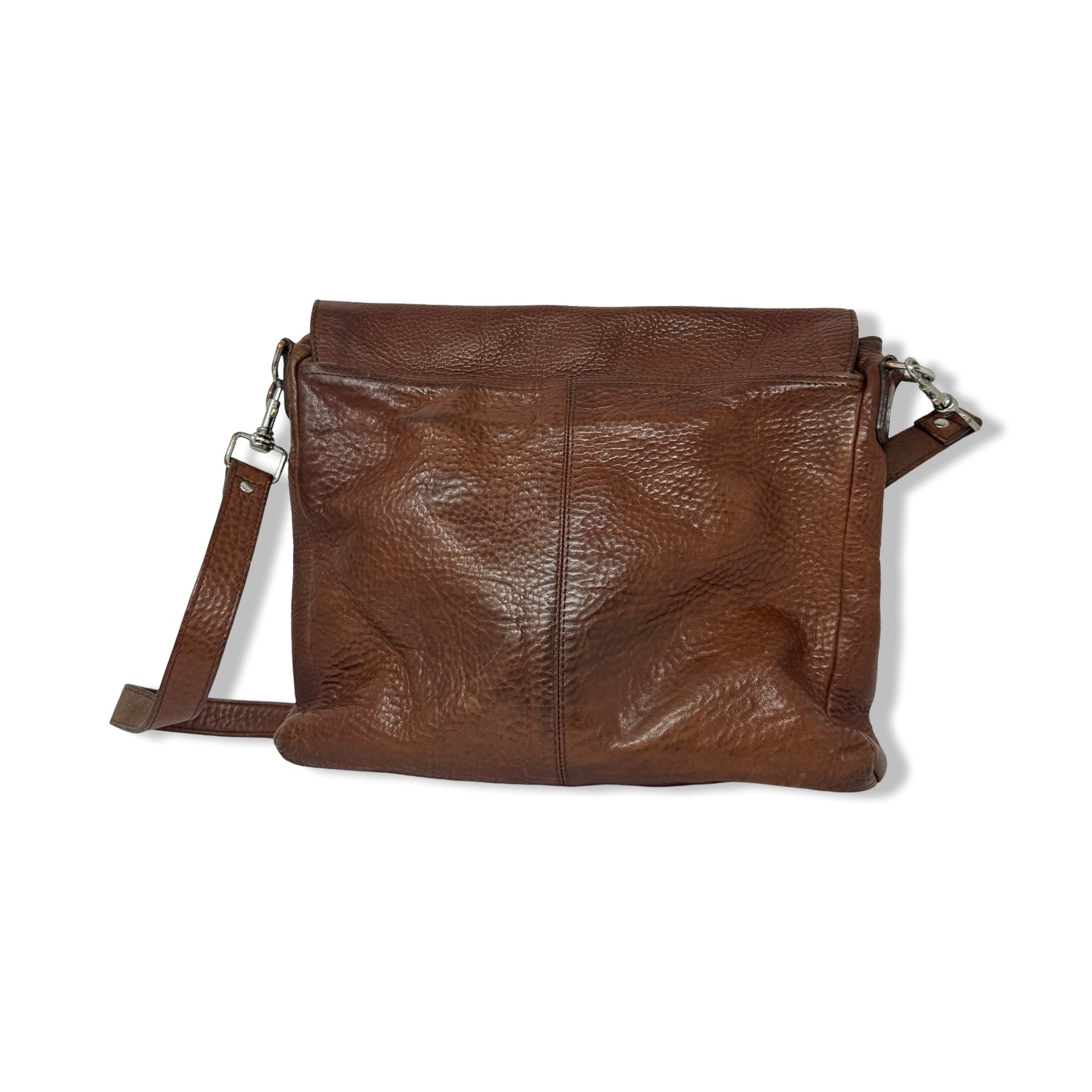 Massimo Dutti Textured Leather Messenger Bag