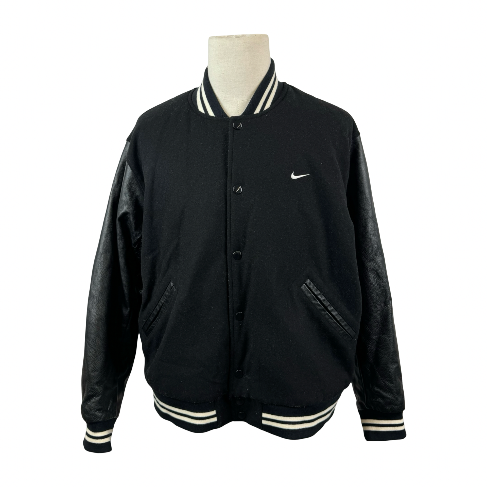 Nike Leather Sleeve Wool Varsity Jacket