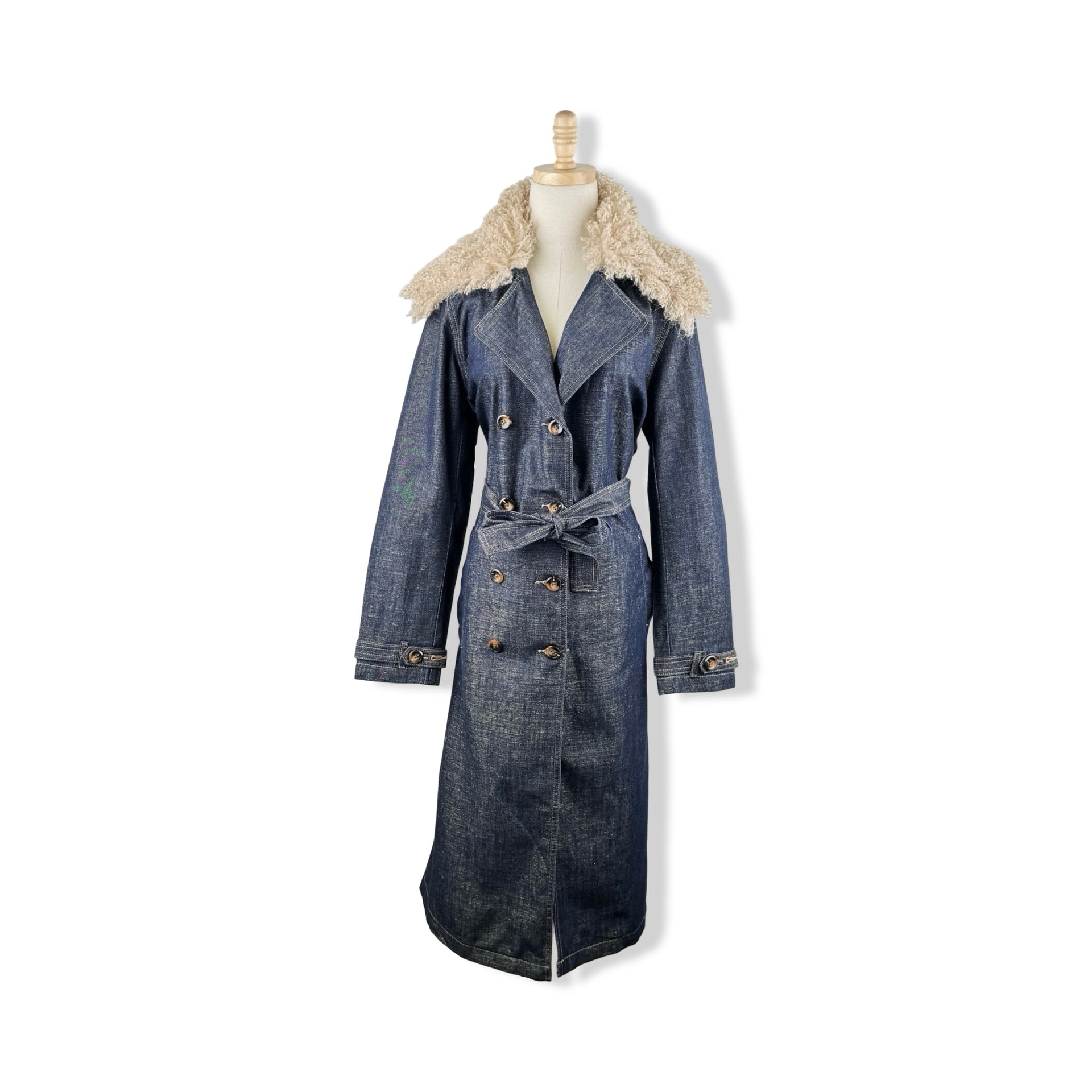 BLANKNYC Double Breasted Denim Trench Coat