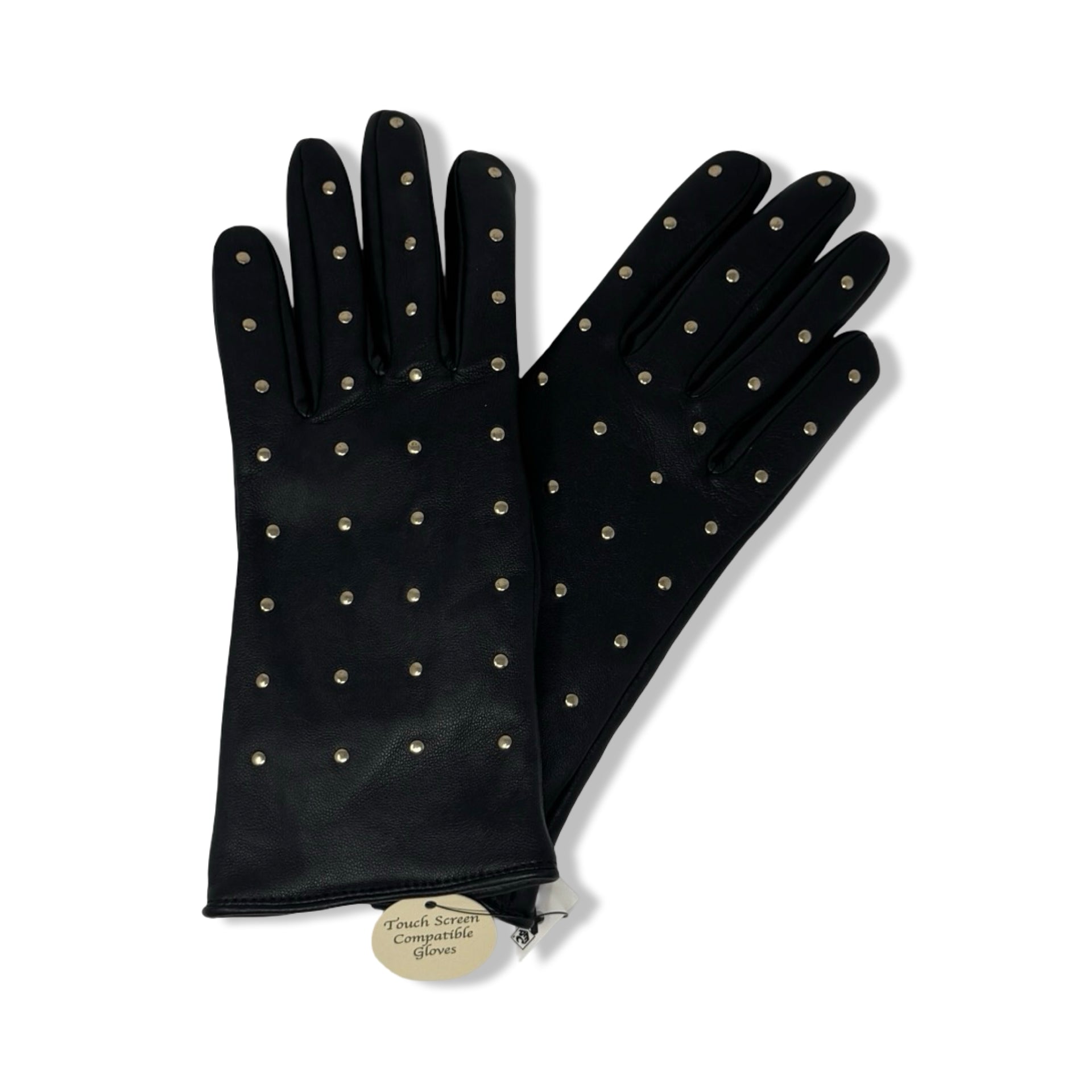 Aqua Studded Leather Gloves