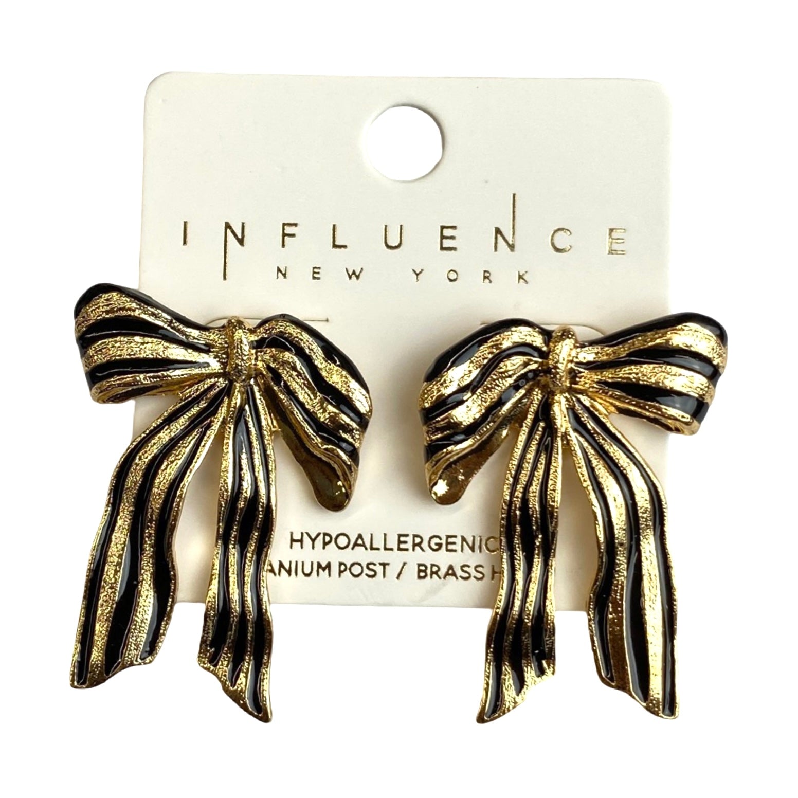 Influence New York Striped Bow Stud Earring