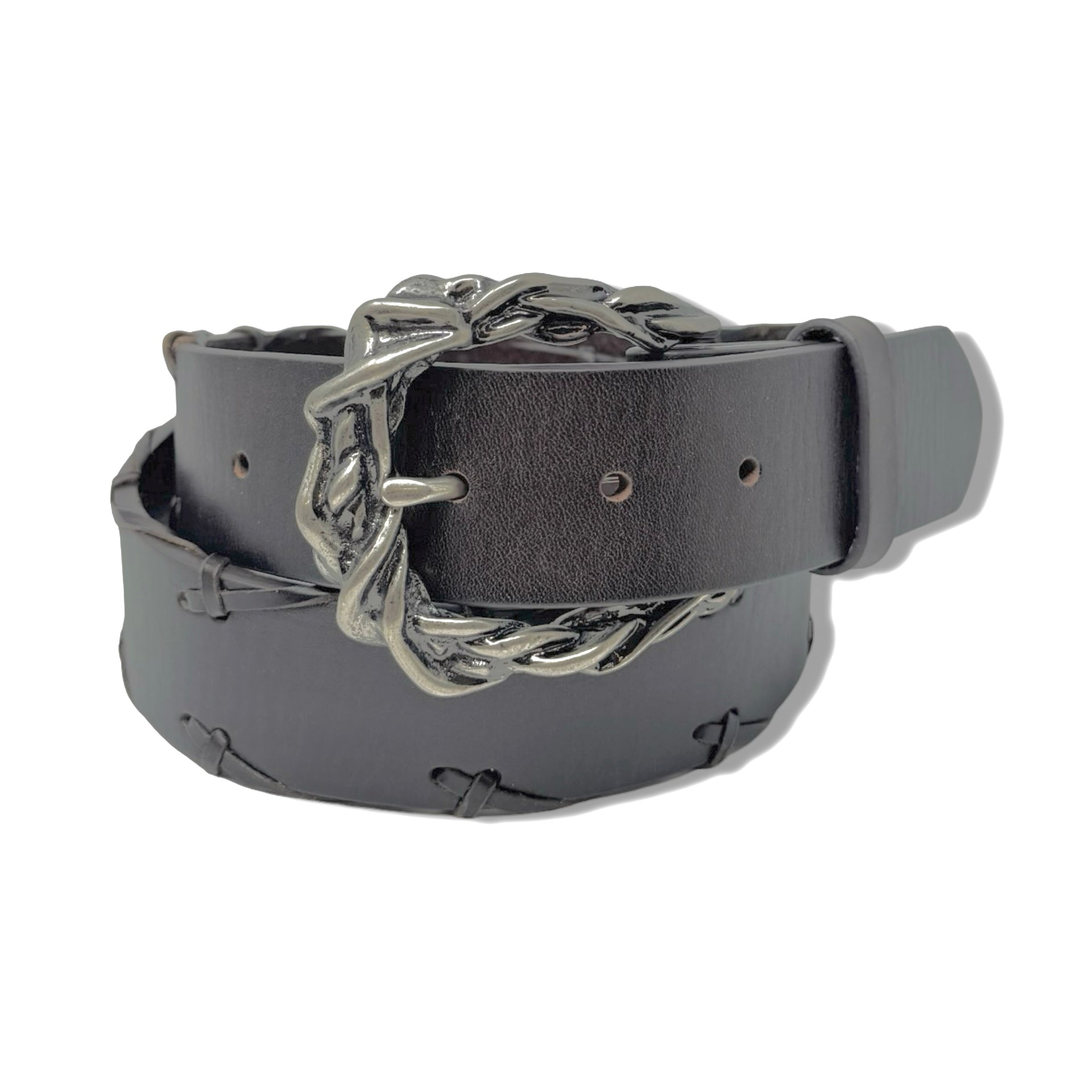 Braided Buckle Leather Belt