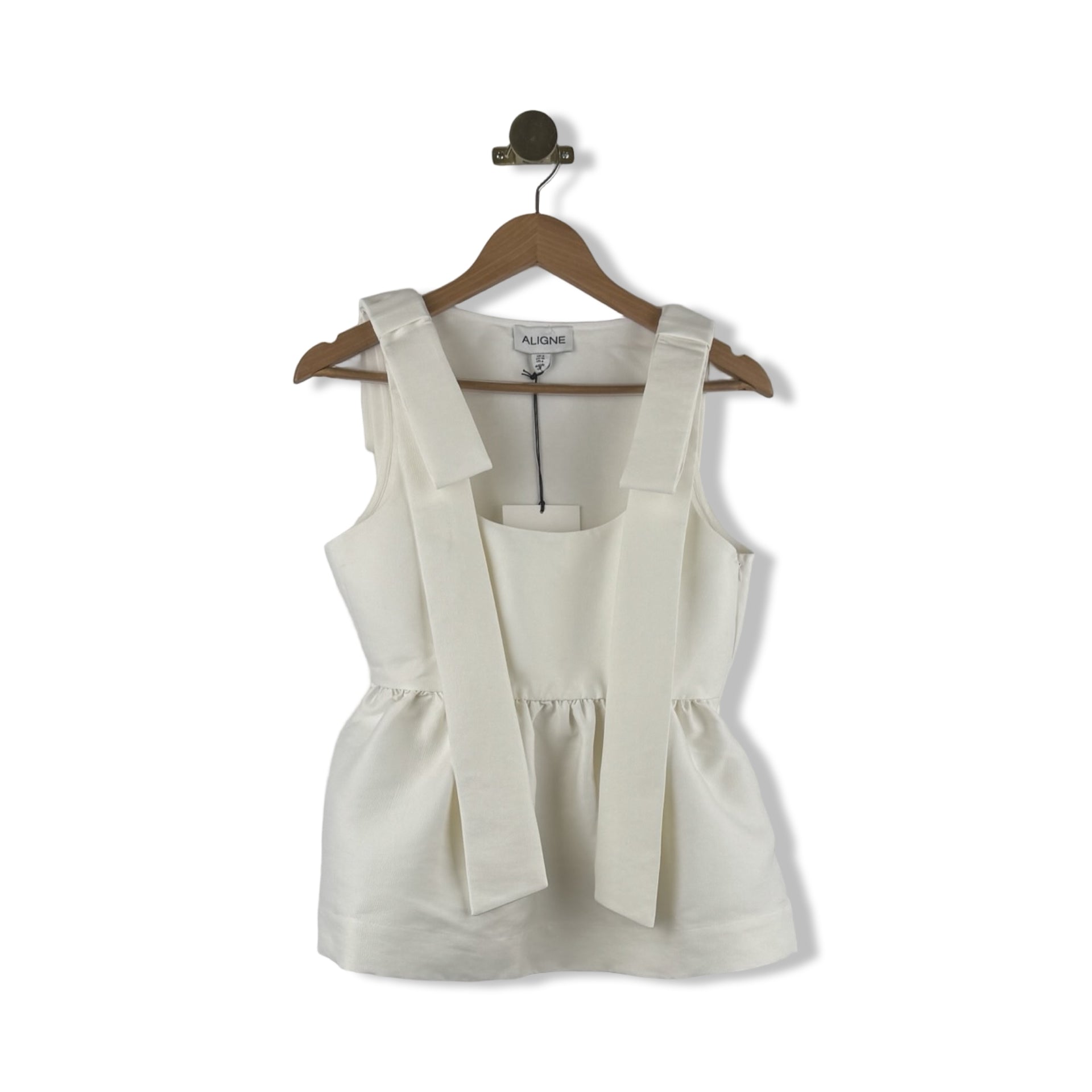 ALIGNE Alina Bow Peplum Satin Top