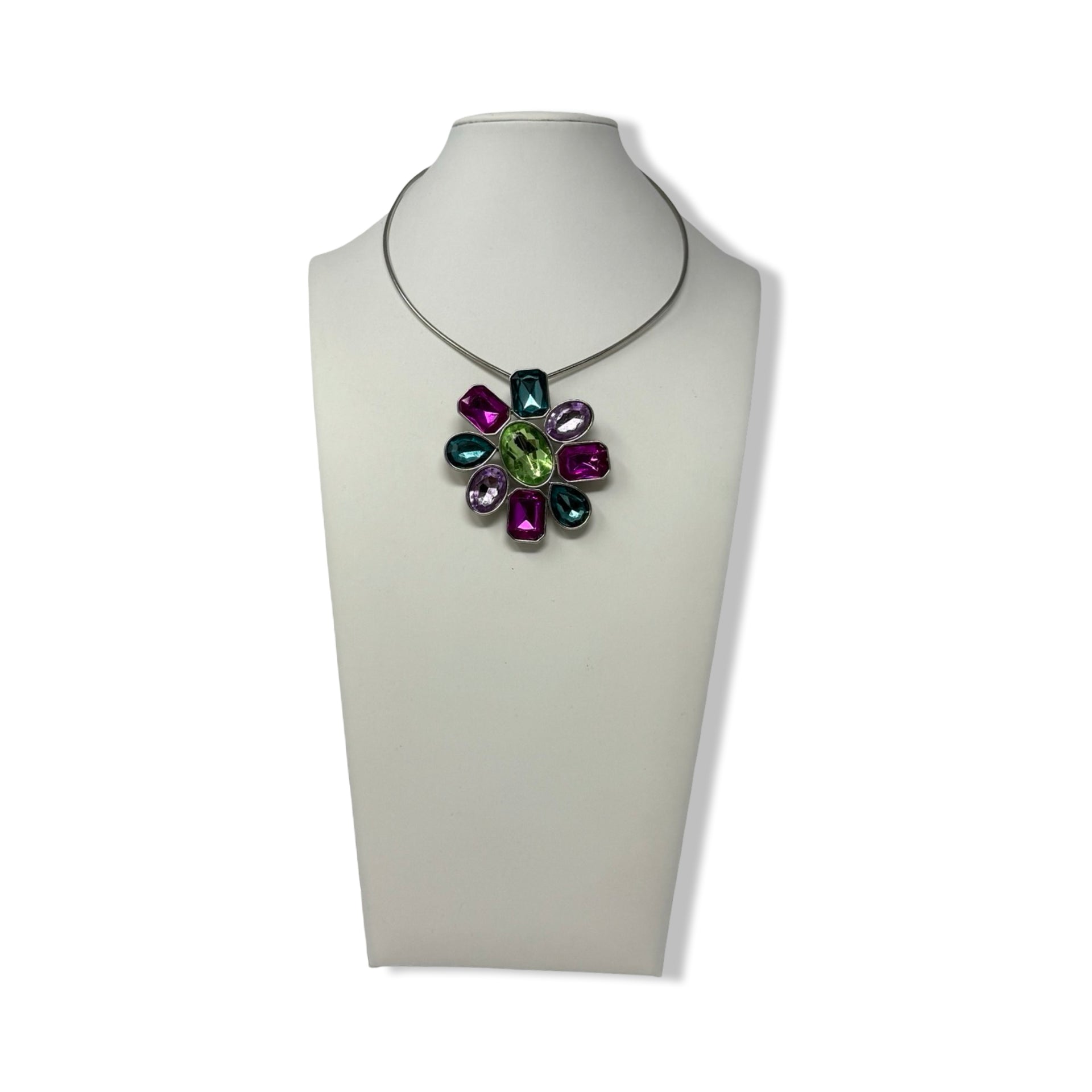 R.J. Graziano Floral Rhinestone Wire Necklace