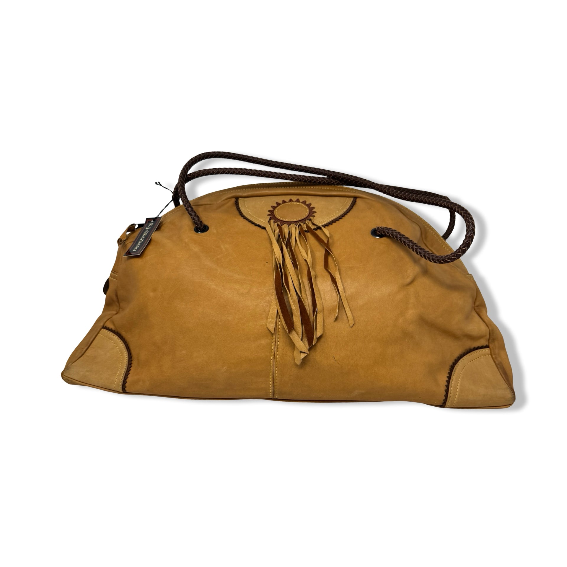 Vintage R.J. Graziano Leather Tassel Oversized Handbag