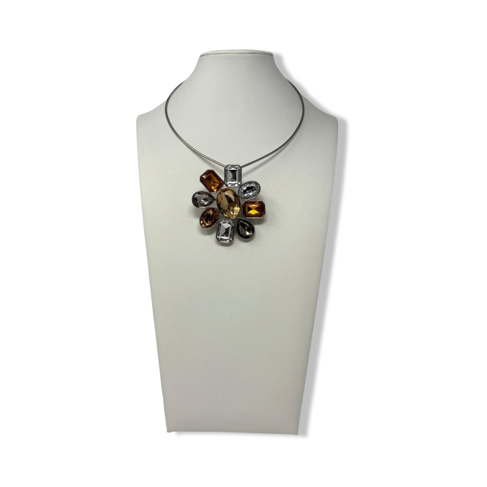 R.J. Graziano Floral Rhinestone Wire Necklace