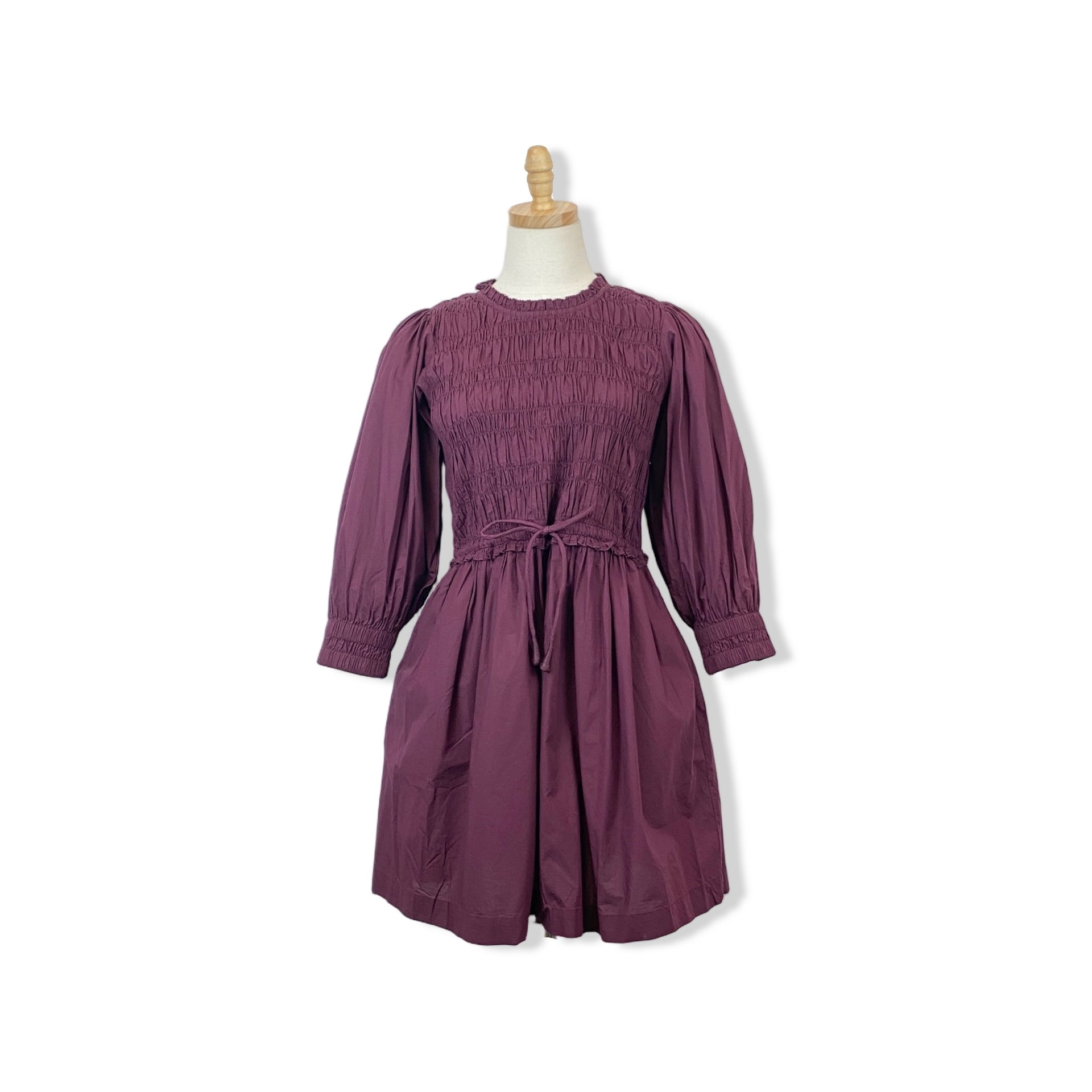 Apiece Apart Purple Smocked Drawstring Dress