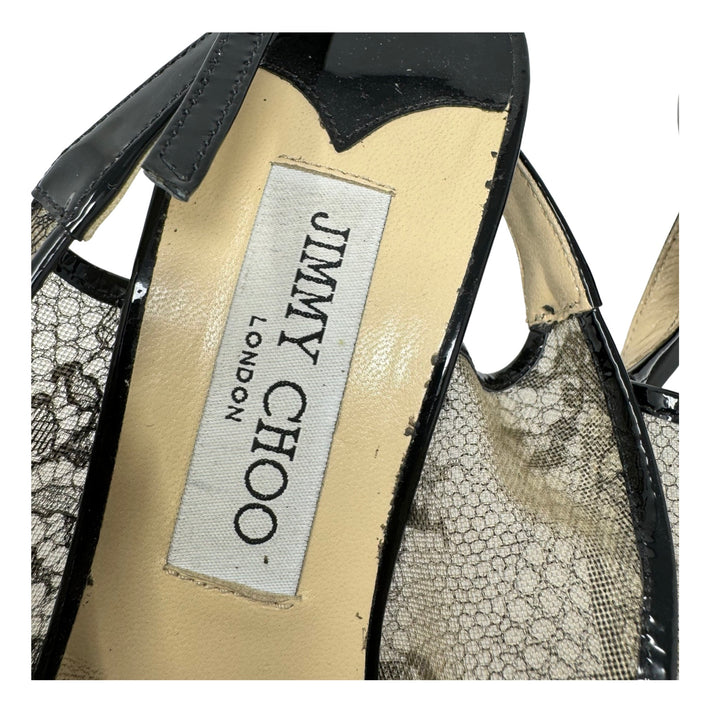Jimmy Choo Nova Lace and Patent Leather Slingback Heel