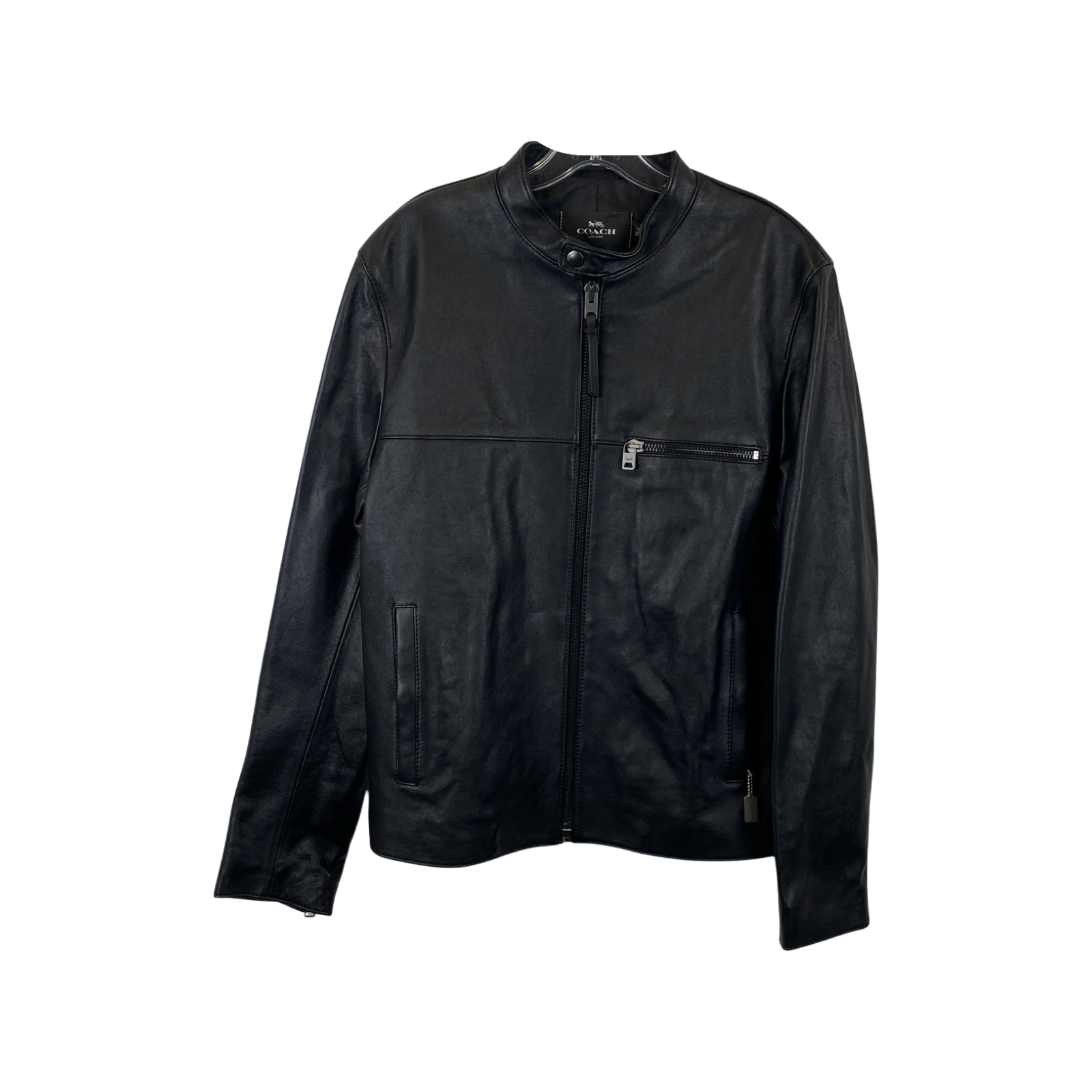 Coach Black Leather Chest Pocket Racer Jacket