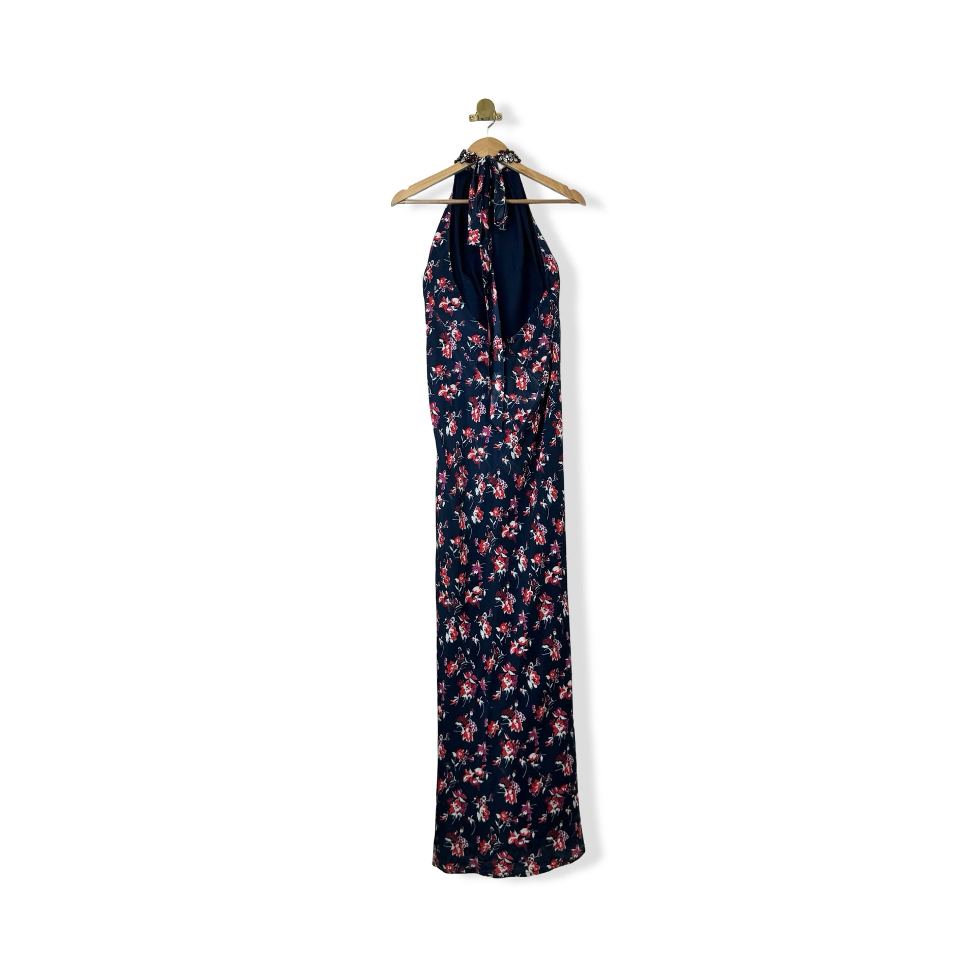 ZAC Zac Posen Embellished Floral Halter Maxi Dress